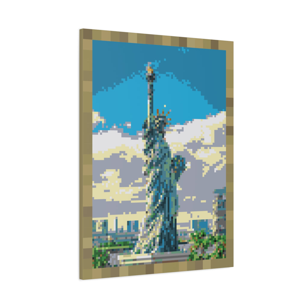 Statue of Liberty Pixel-Style Matte Canvas Print