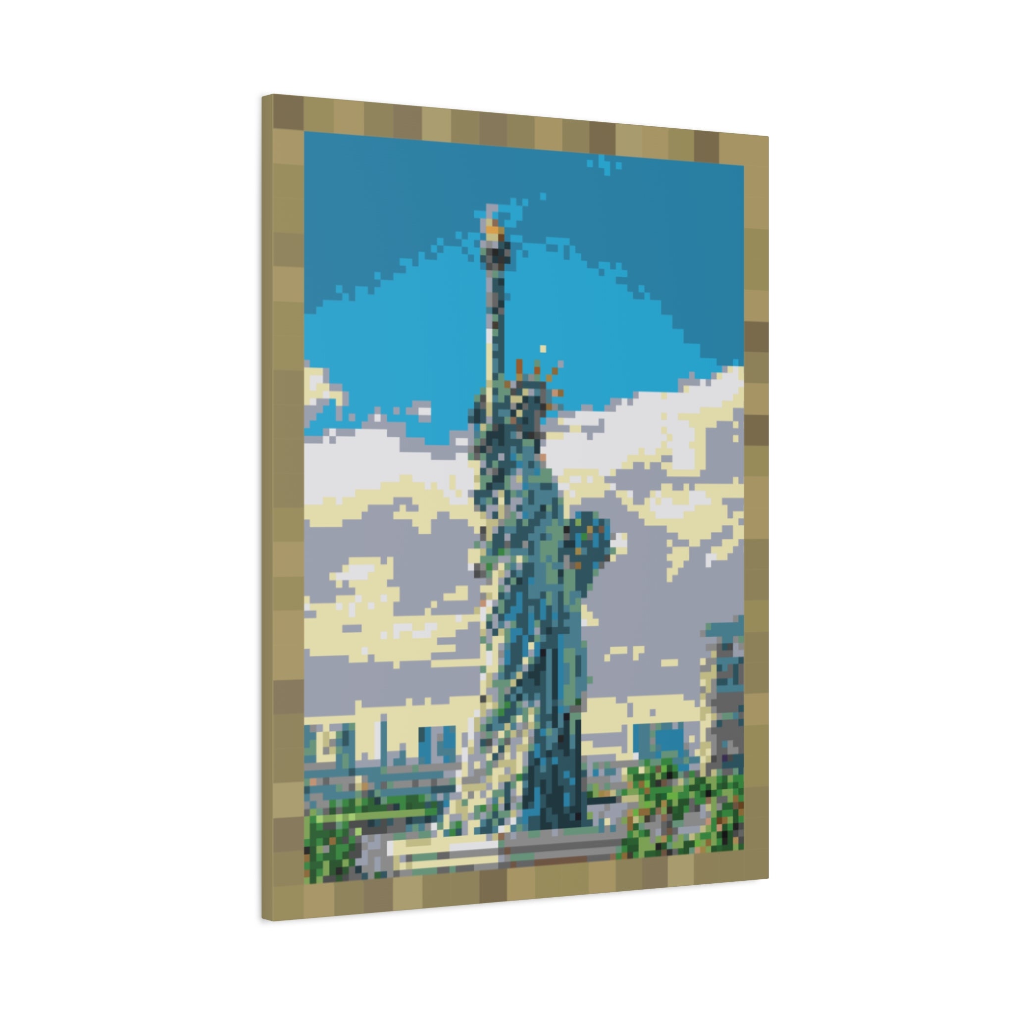Statue of Liberty Pixel-Style Matte Canvas Print