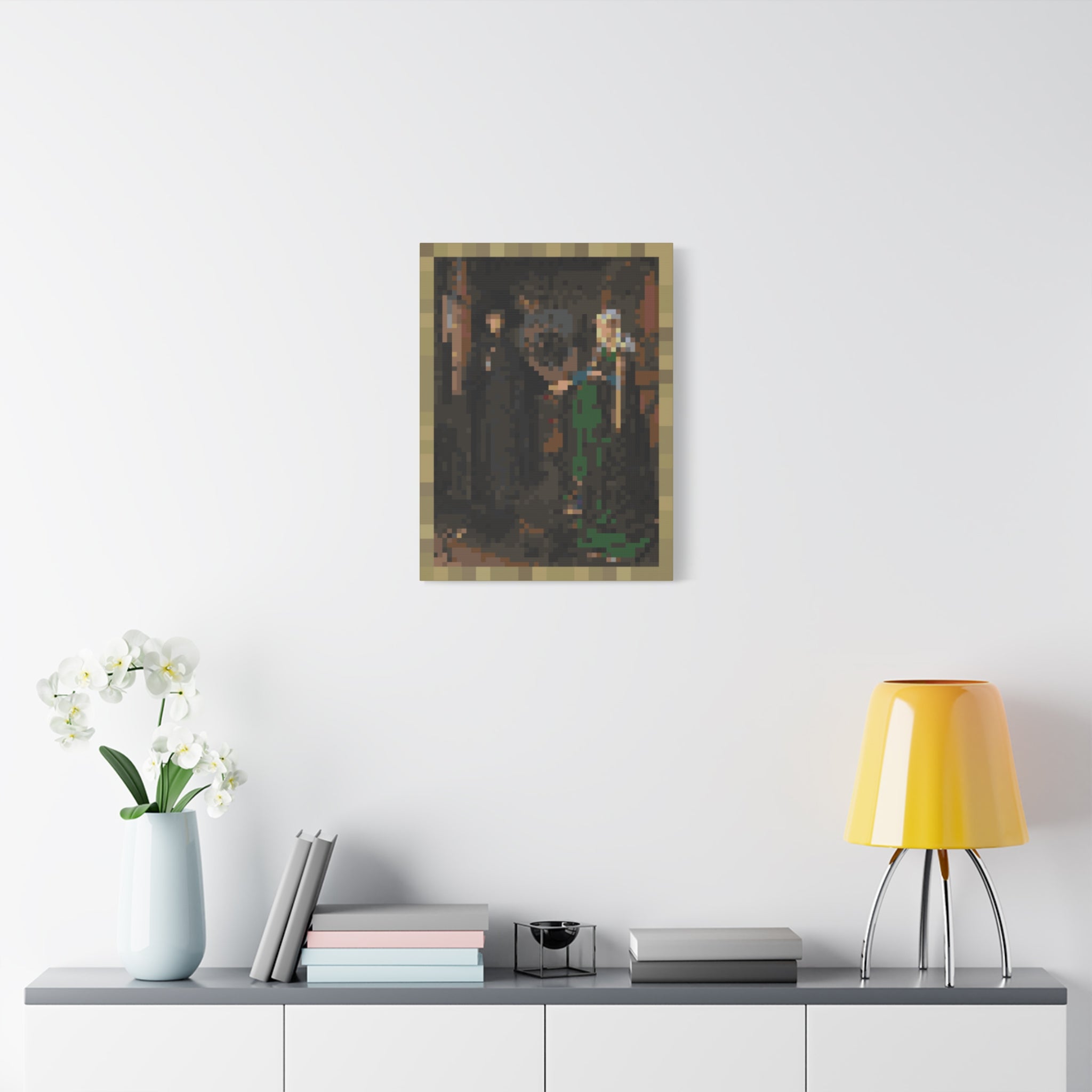 The Arnolfini Portrait Pixel-Style Matte Canvas Print