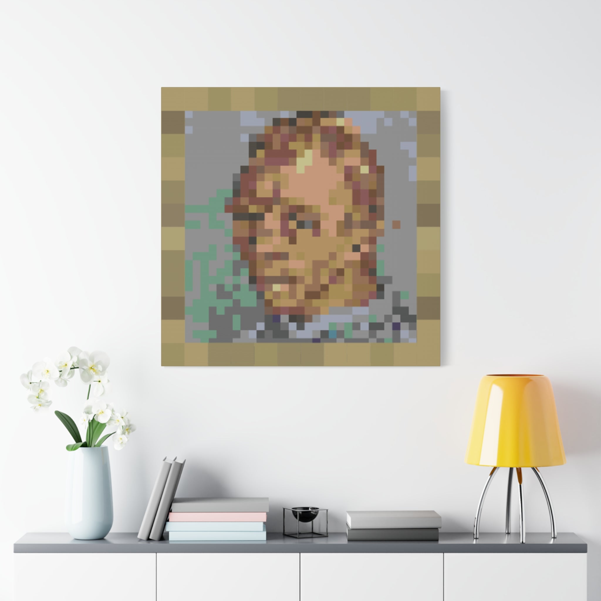 L'artiste Sans Barbe Pixel-Style Matte Canvas Print