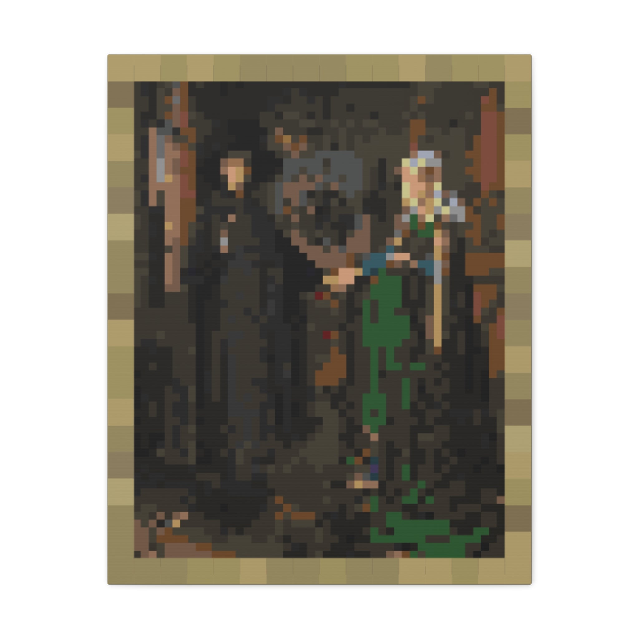 The Arnolfini Portrait Pixel-Style Matte Canvas Print