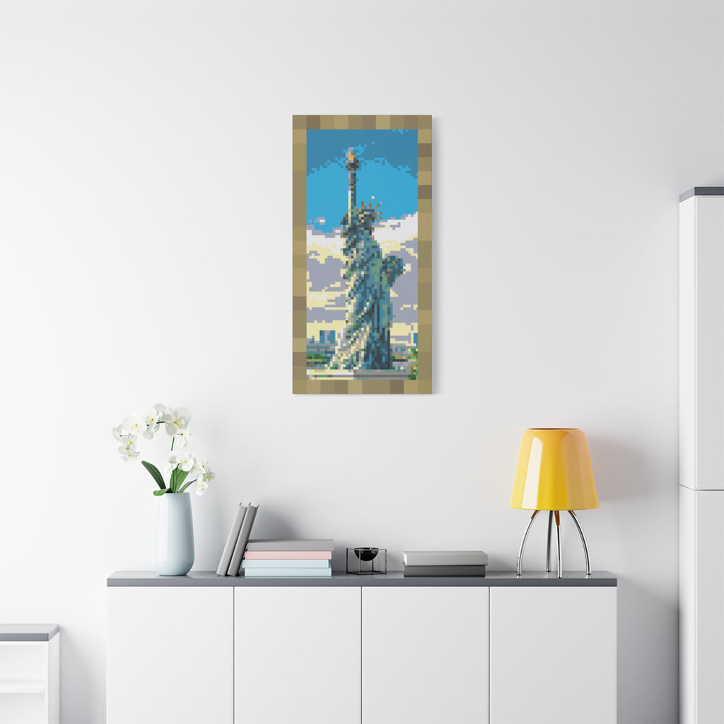 Statue of Liberty Pixel-Style Matte Canvas Print
