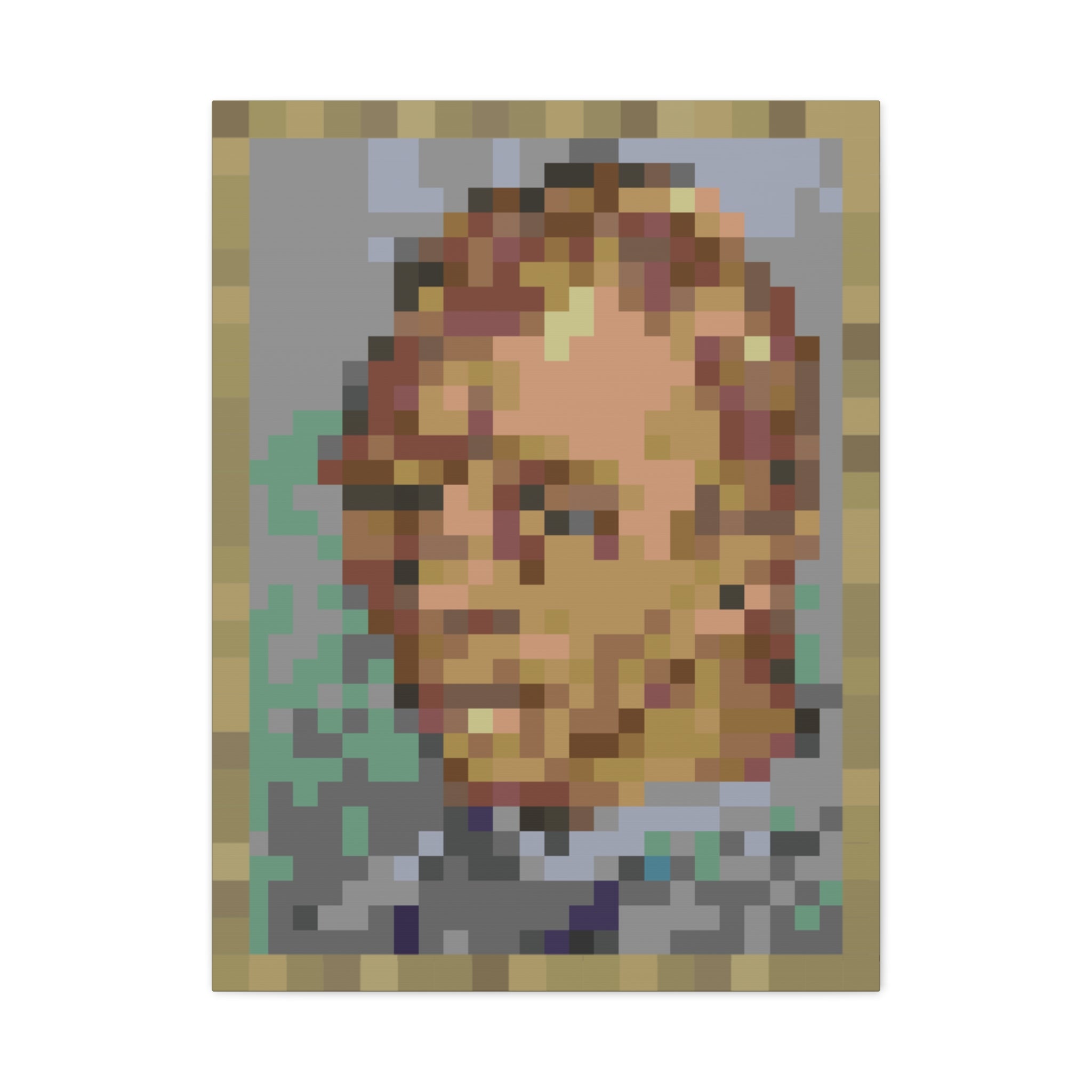 L'artiste Sans Barbe Pixel-Style Matte Canvas Print
