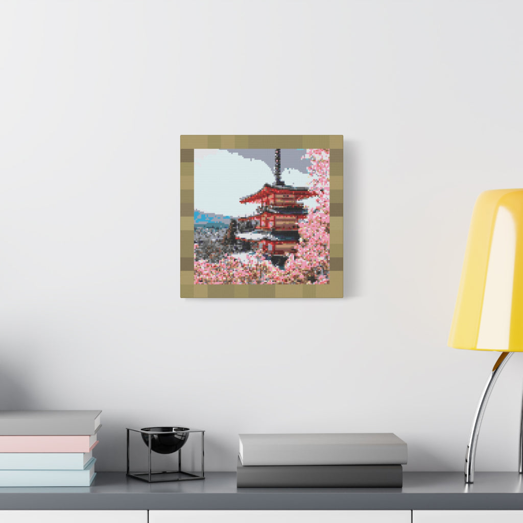 Japanese Cherry Blossom Name Pixel-Style Matte Canvas Print