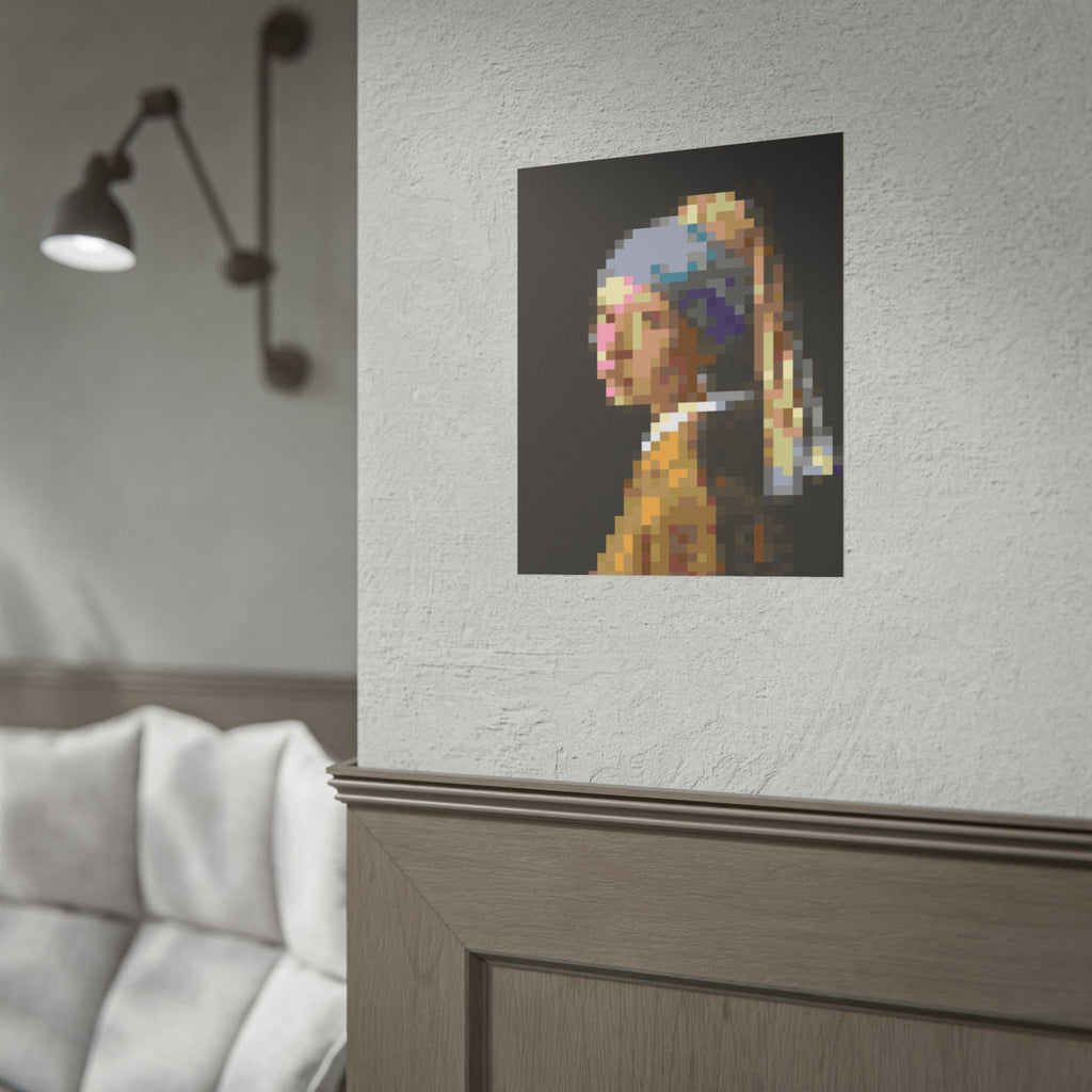 Girl with a Pearl Earring Pixel-Style Rolled Art Print