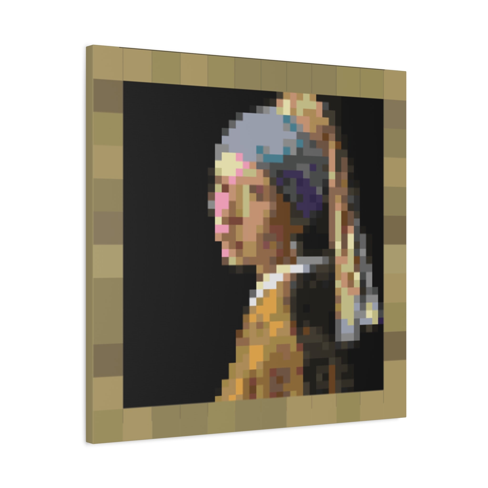 Girl with a Pearl Earring Pixel-Style Matte Canvas Print