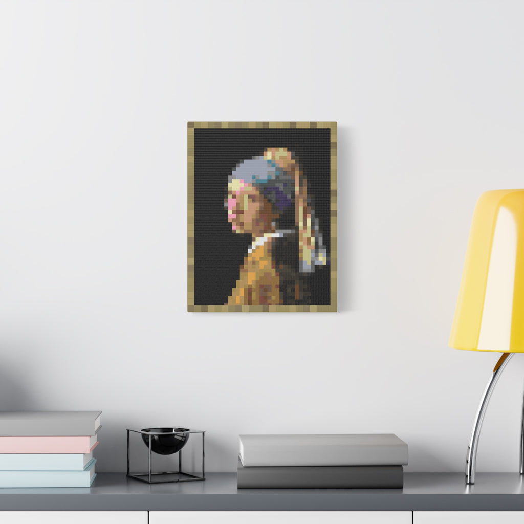 Girl with a Pearl Earring Pixel-Style Matte Canvas Print