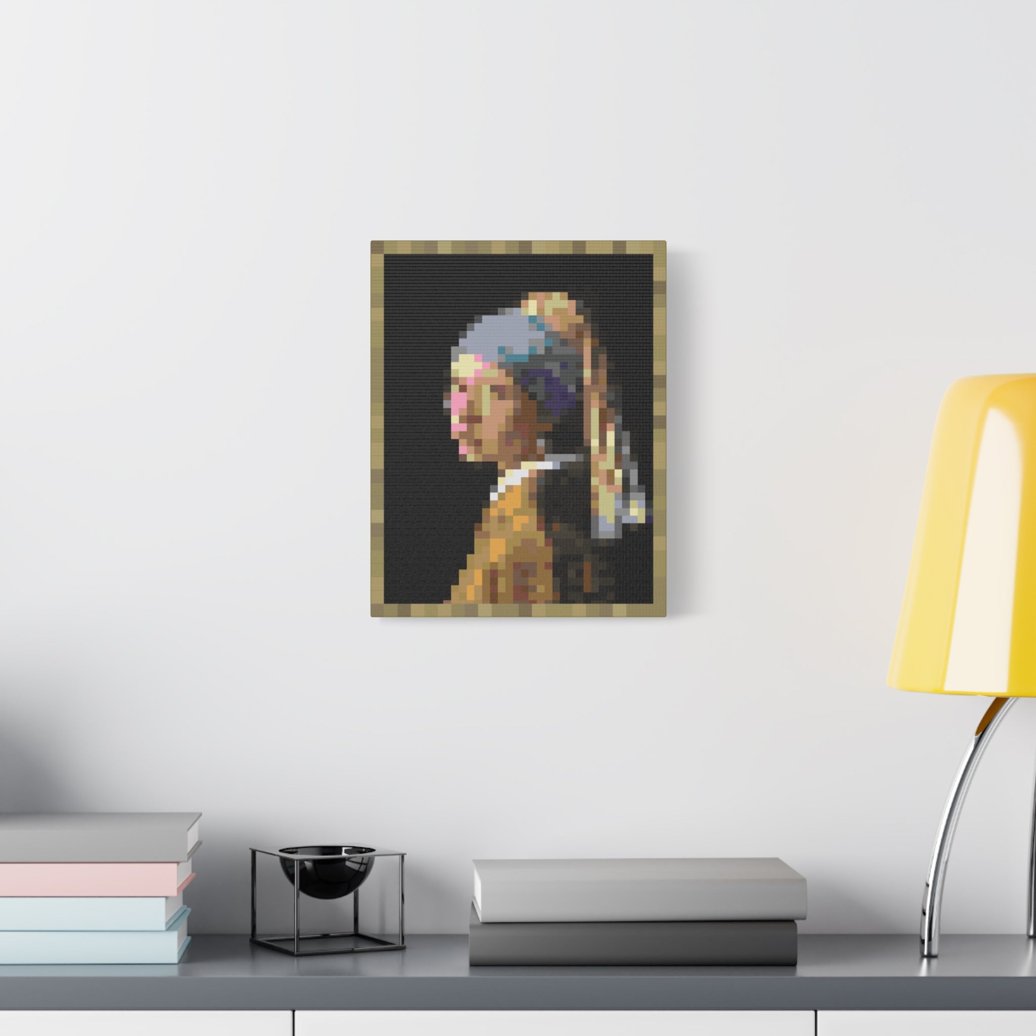 Girl with a Pearl Earring Pixel-Style Matte Canvas Print