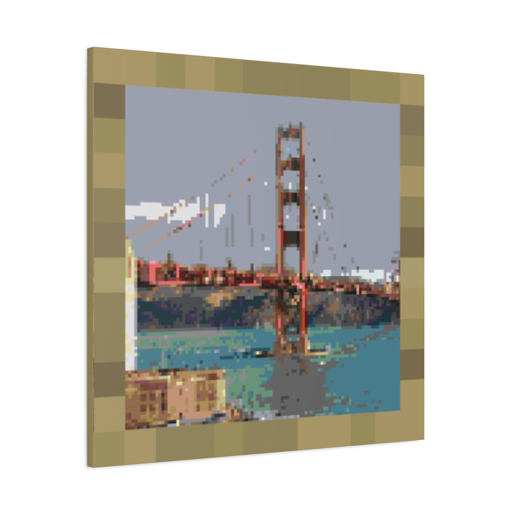 Golden Gate Bridge Pixel-Style Matte Canvas Print