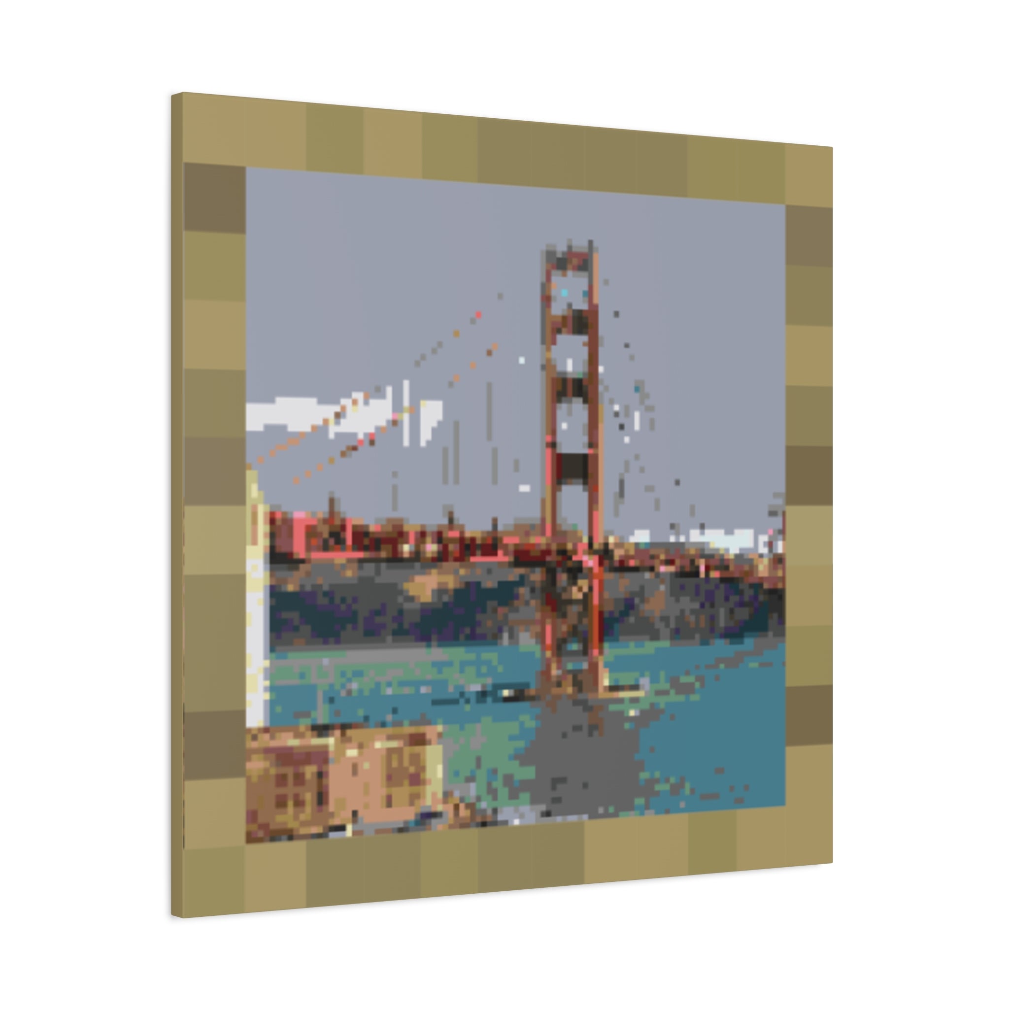 Golden Gate Bridge Pixel-Style Matte Canvas Print