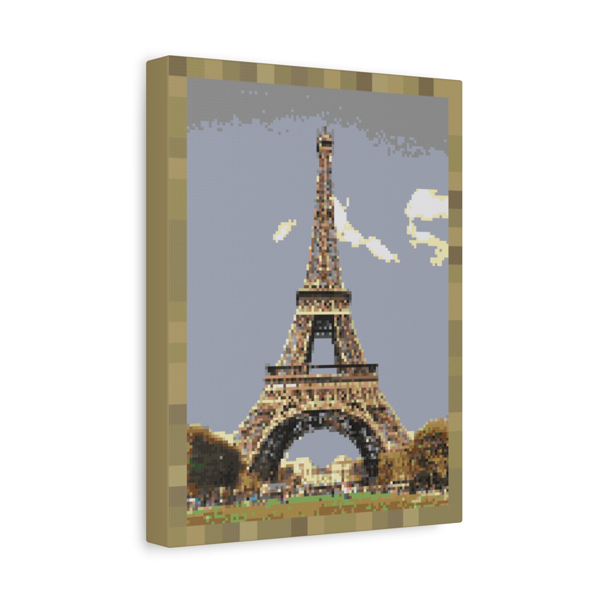 Eiffel Tower Pixel-Style Matte Canvas Print