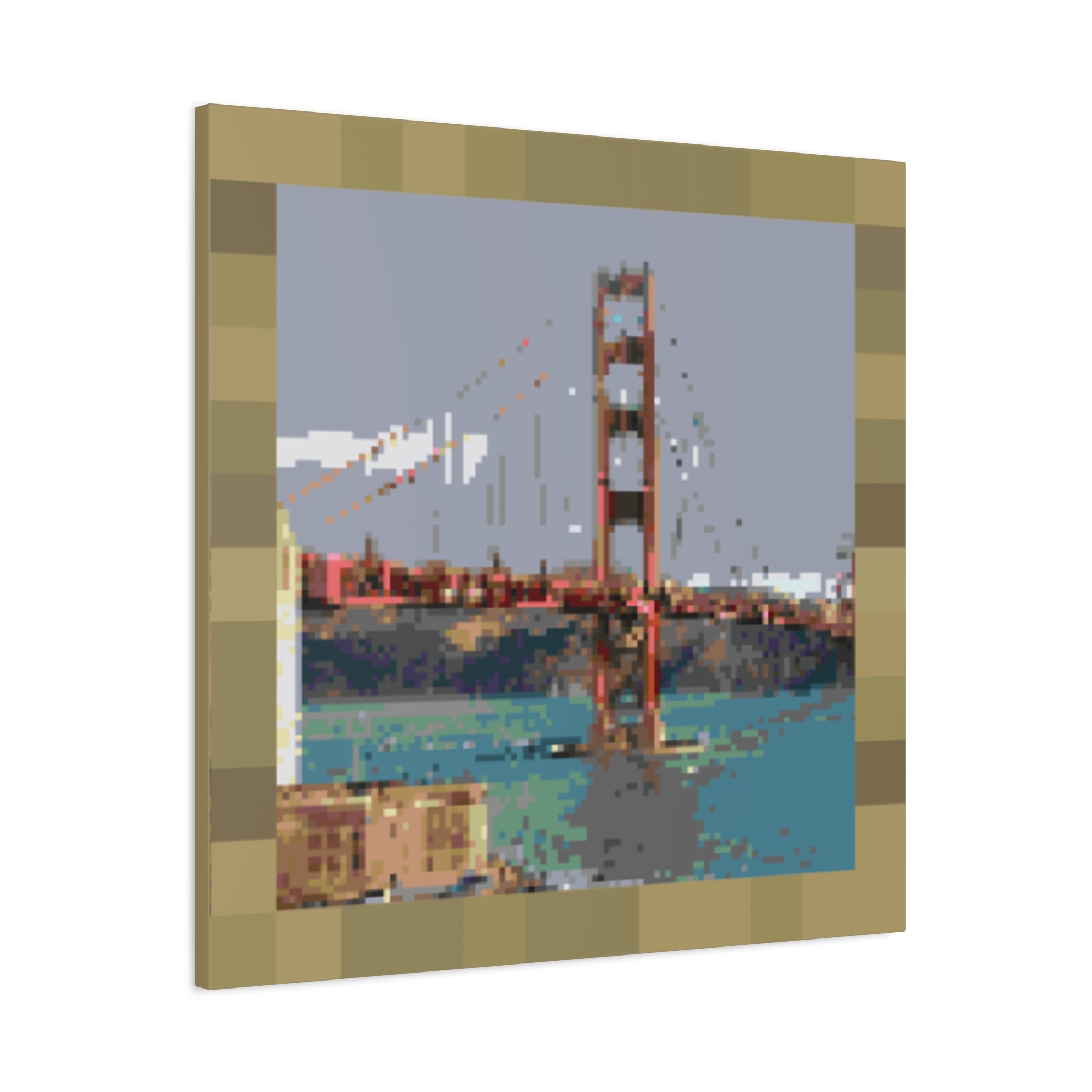 Golden Gate Bridge Pixel-Style Matte Canvas Print