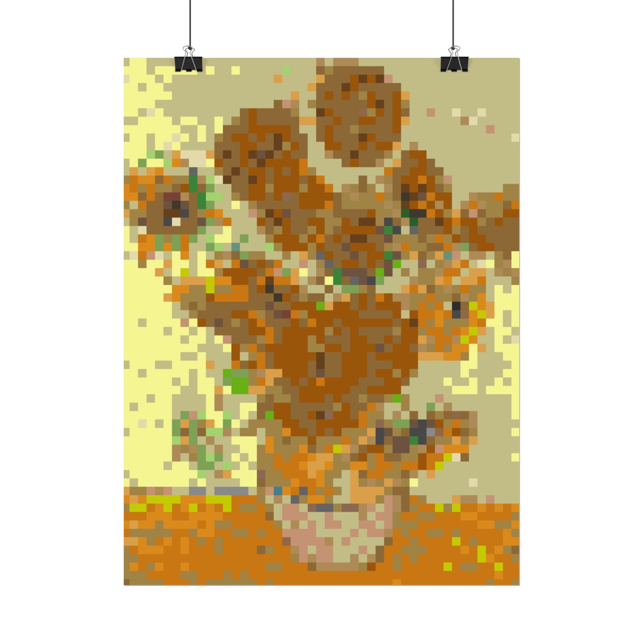 Sunflowers Pixel-Style Rolled Art Print