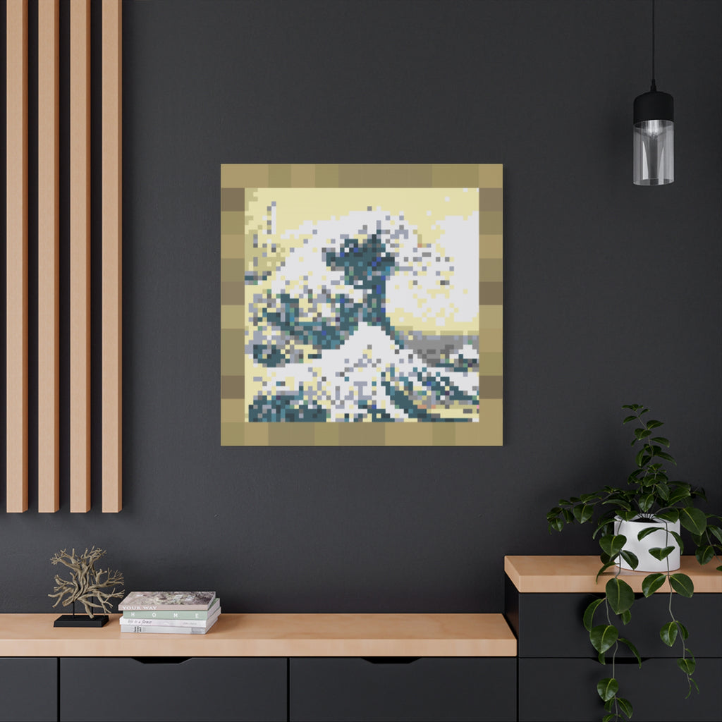 The Great Wave Pixel-Style Matte Canvas Print