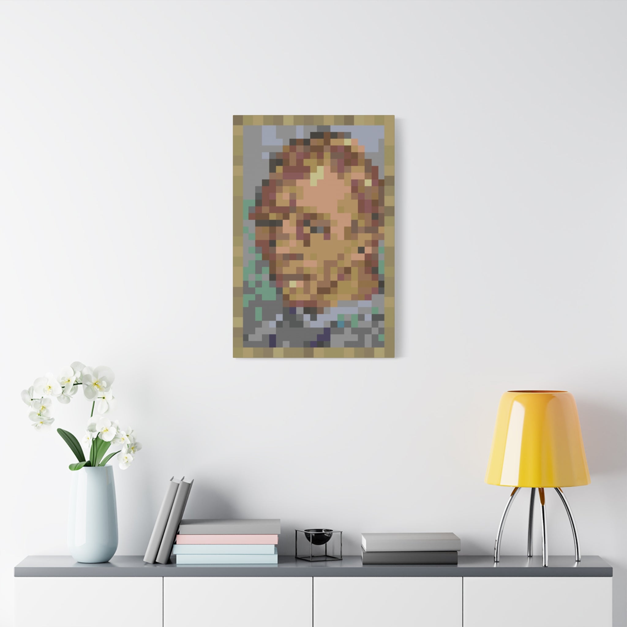 L'artiste Sans Barbe Pixel-Style Matte Canvas Print