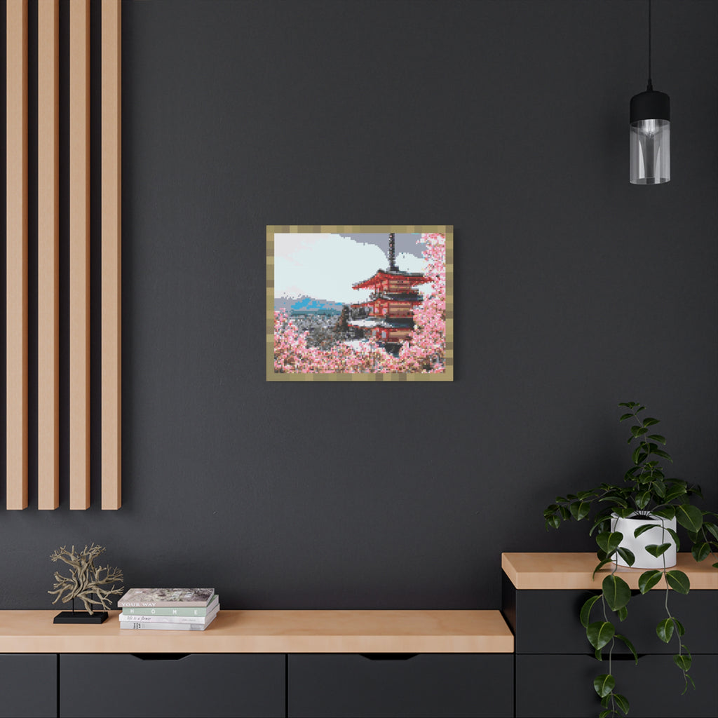 Japanese Cherry Blossom Name Pixel-Style Matte Canvas Print