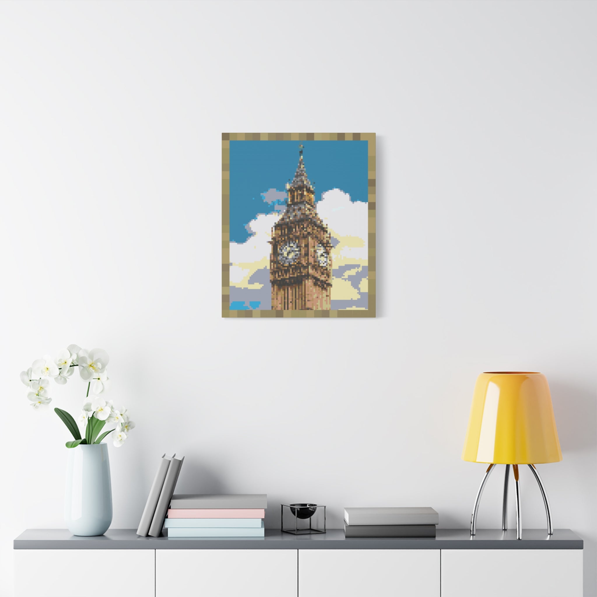 Big Ben Pixel-Style Matte Canvas Print