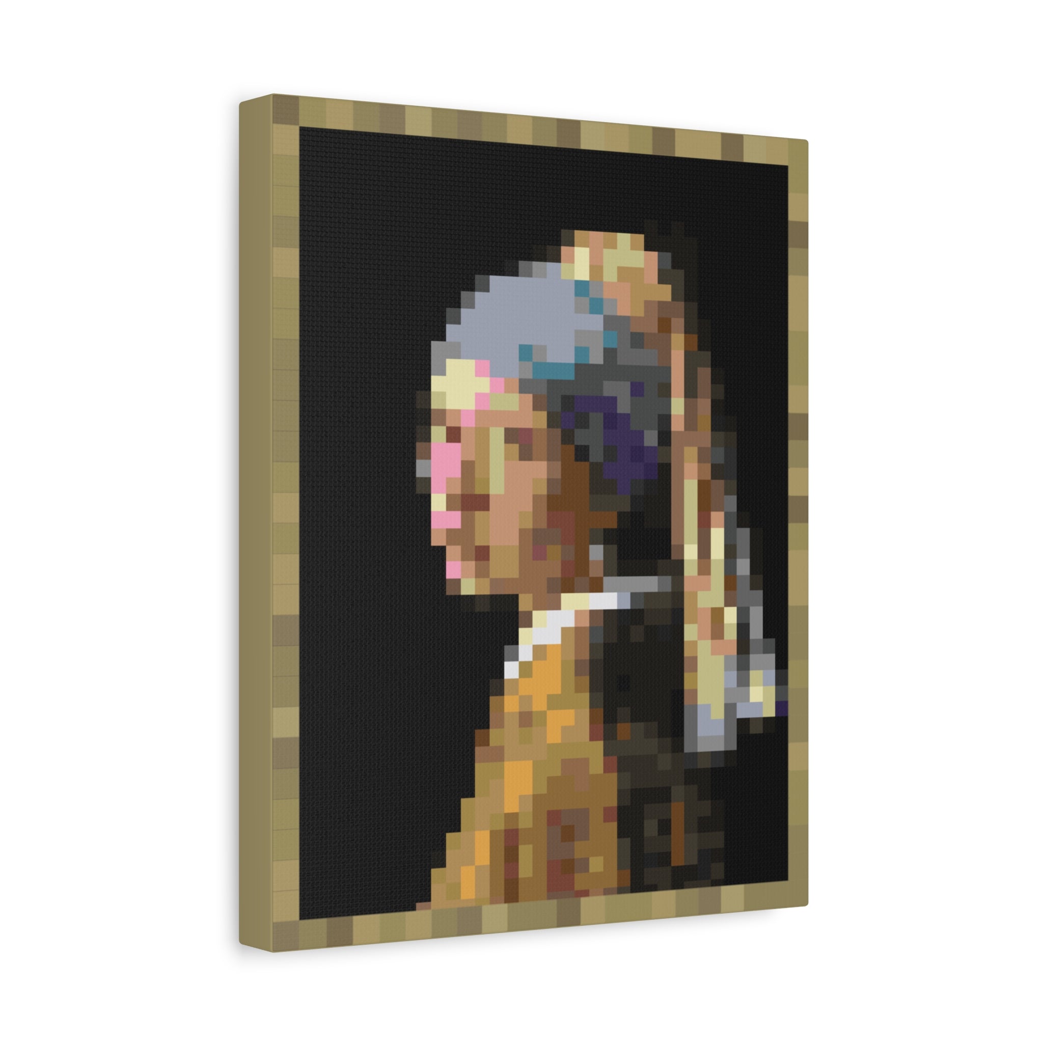 Girl with a Pearl Earring Pixel-Style Matte Canvas Print