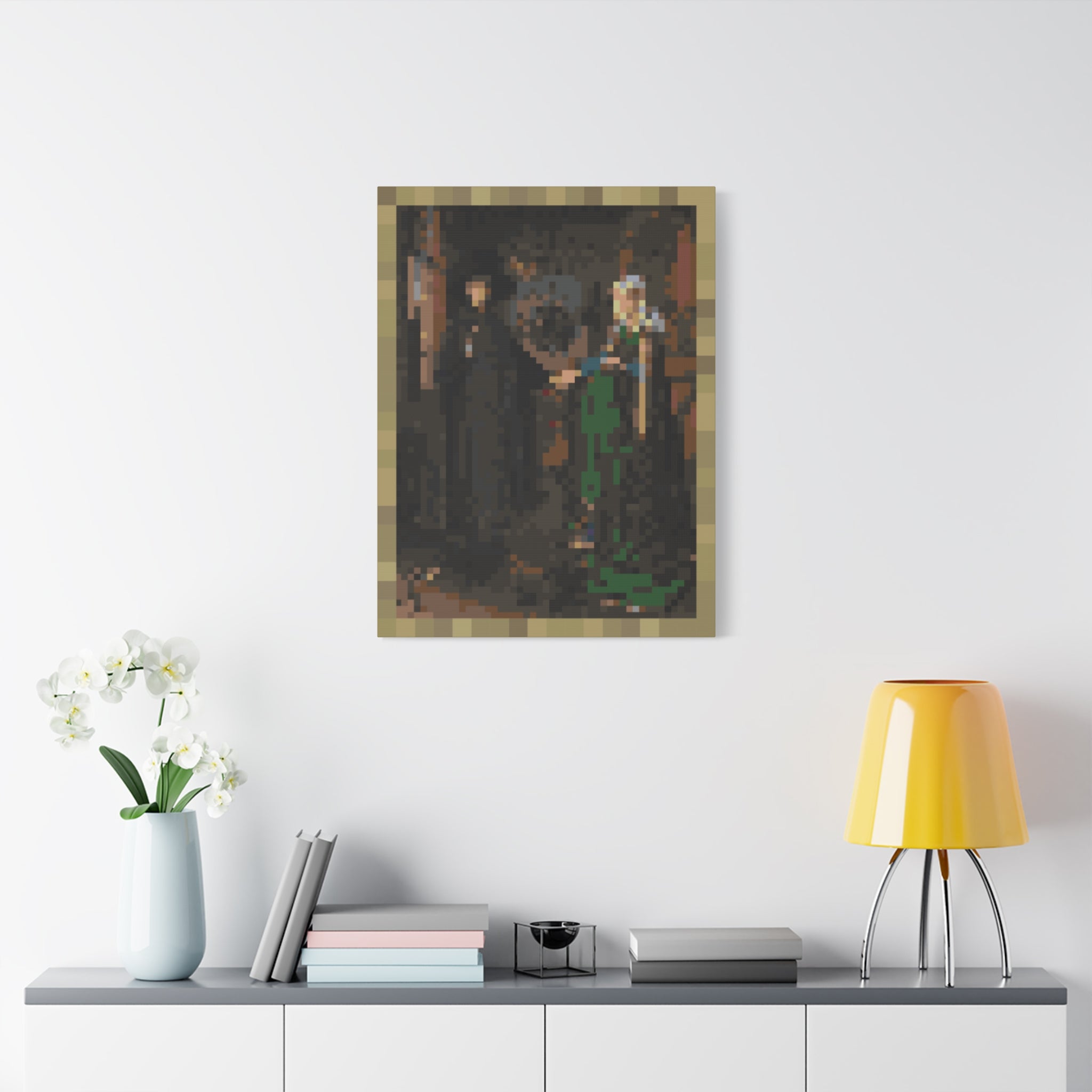The Arnolfini Portrait Pixel-Style Matte Canvas Print