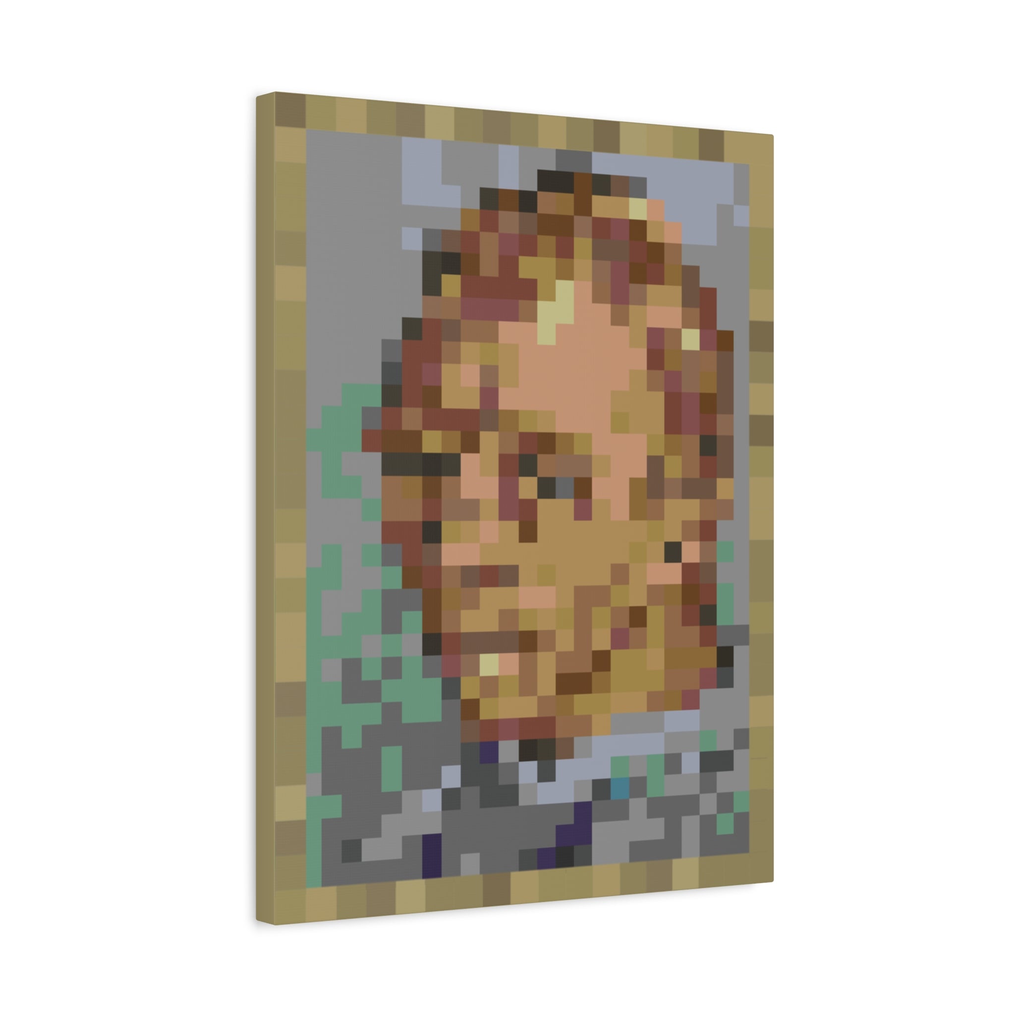 L'artiste Sans Barbe Pixel-Style Matte Canvas Print