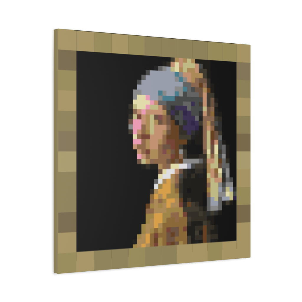 Girl with a Pearl Earring Pixel-Style Matte Canvas Print