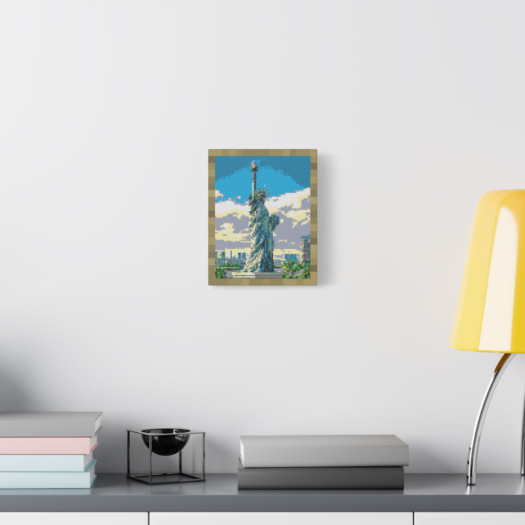 Statue of Liberty Pixel-Style Matte Canvas Print