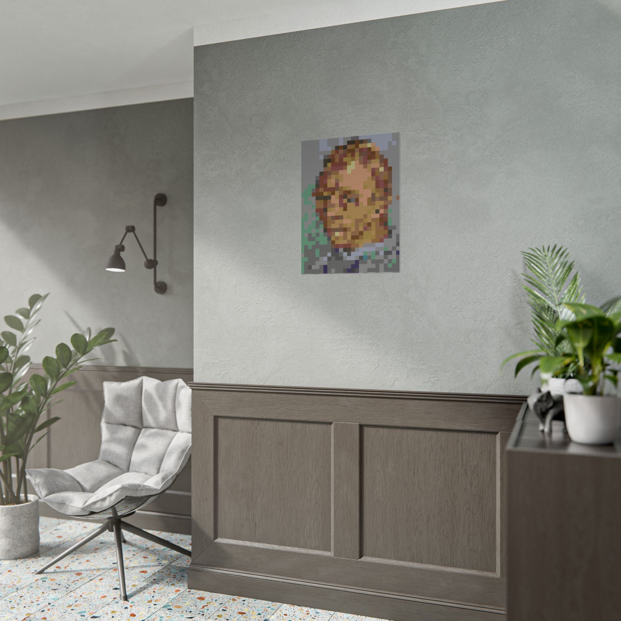 L'artiste Sans Barbe Pixel-Style Rolled Art Print