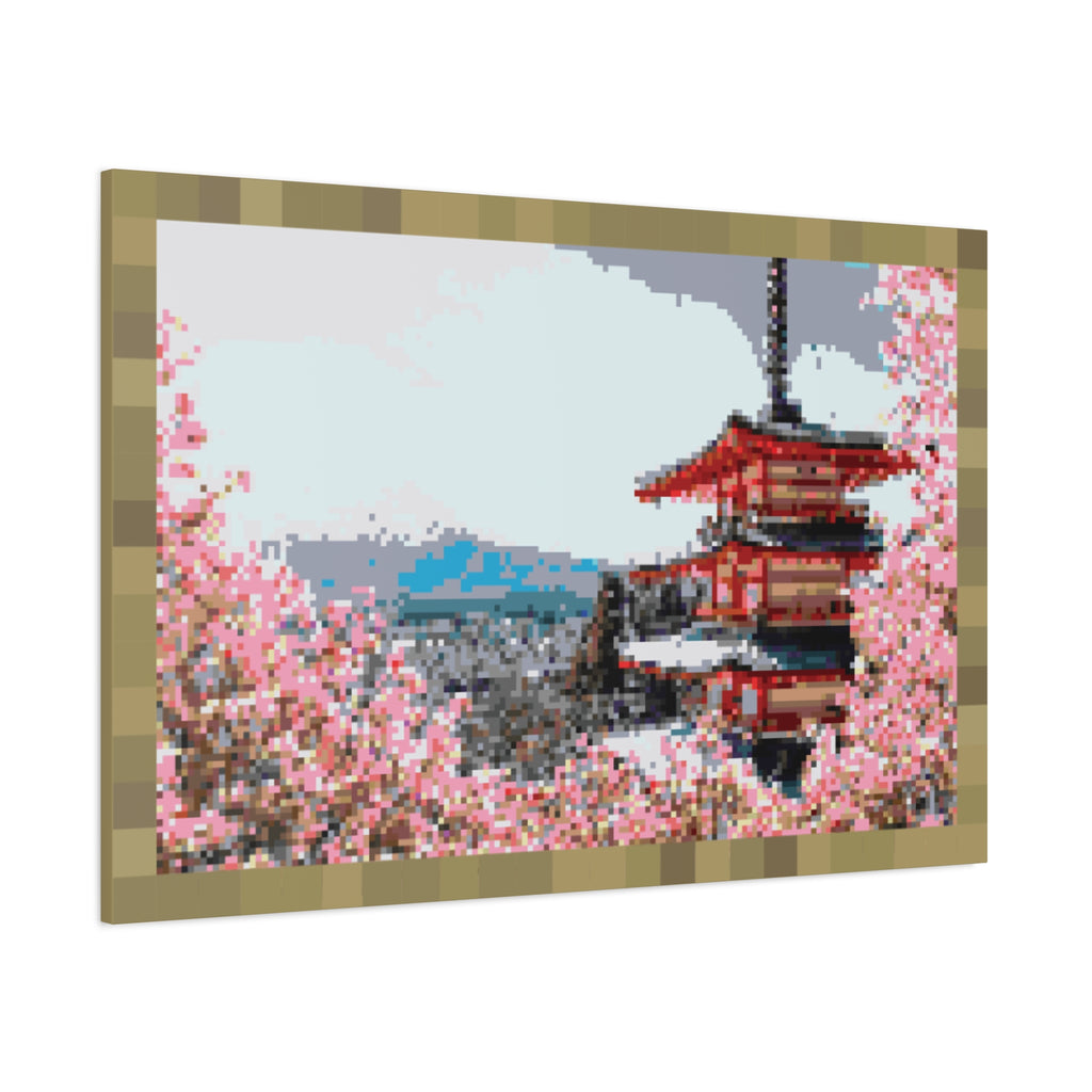 Japanese Cherry Blossom Name Pixel-Style Matte Canvas Print