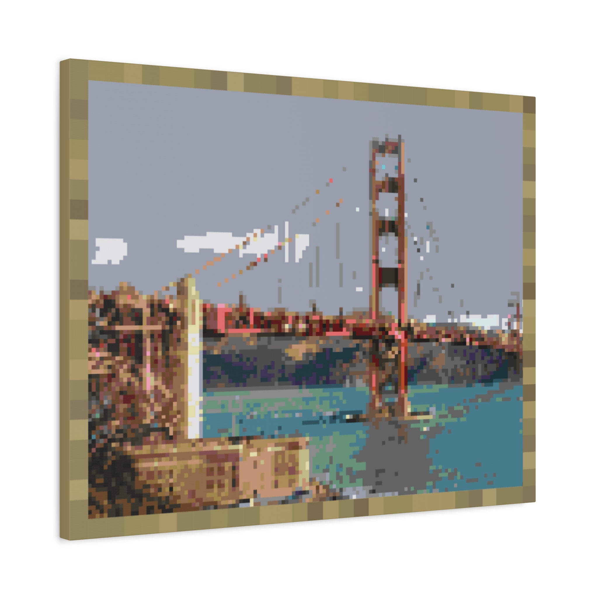 Golden Gate Bridge Pixel-Style Matte Canvas Print