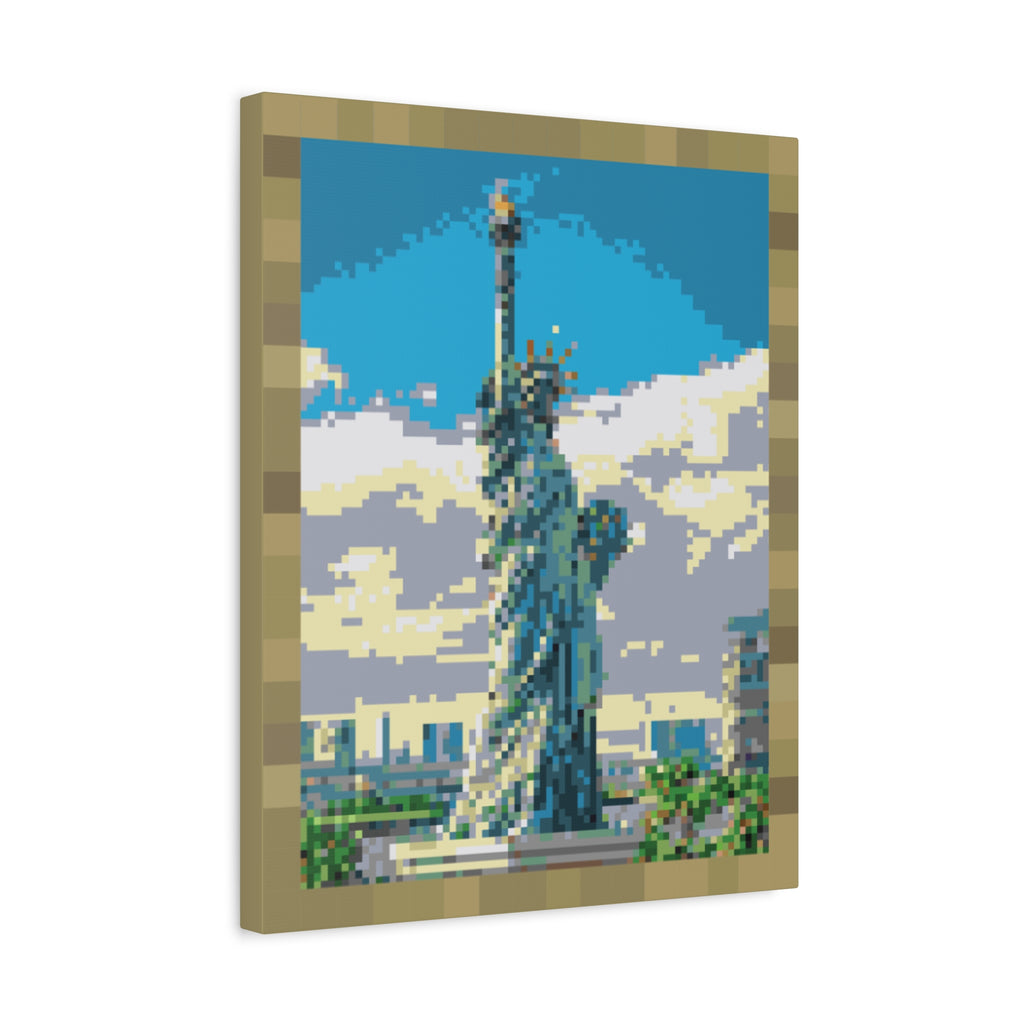 Statue of Liberty Pixel-Style Matte Canvas Print
