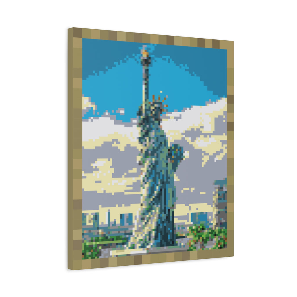 Statue of Liberty Pixel-Style Matte Canvas Print