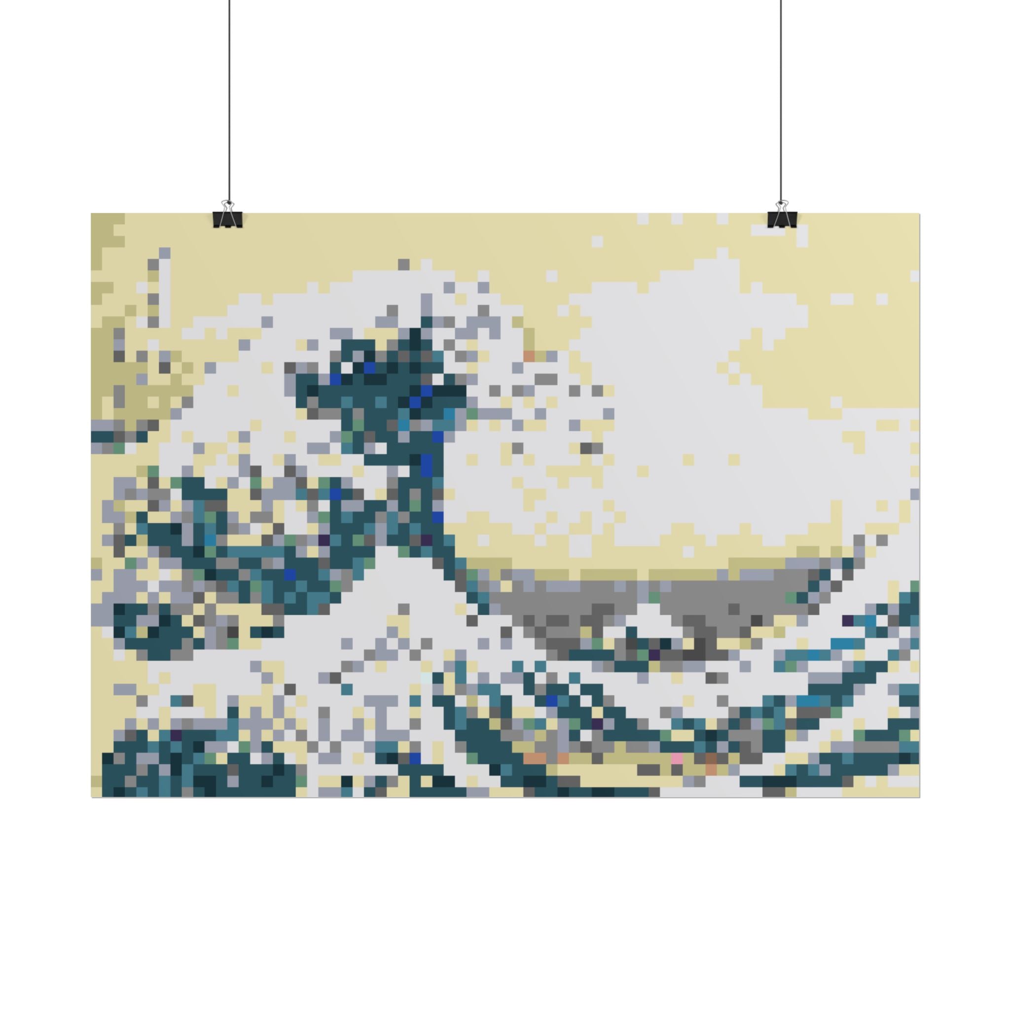 The Great Wave Pixel-Style Rolled Art Print