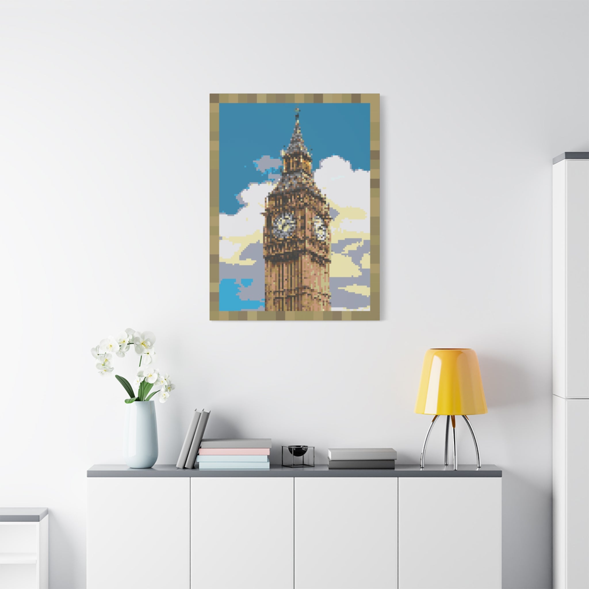 Big Ben Pixel-Style Matte Canvas Print