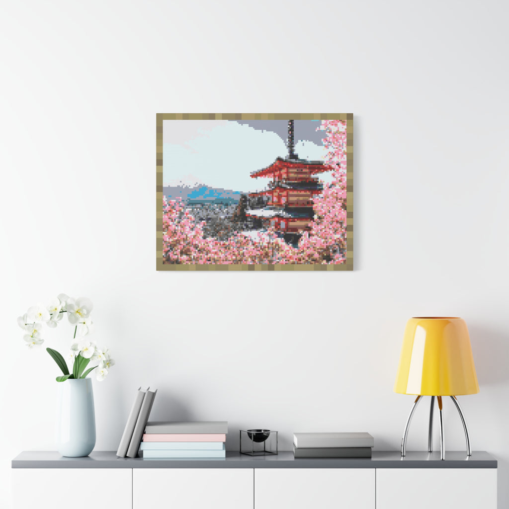 Japanese Cherry Blossom Name Pixel-Style Matte Canvas Print
