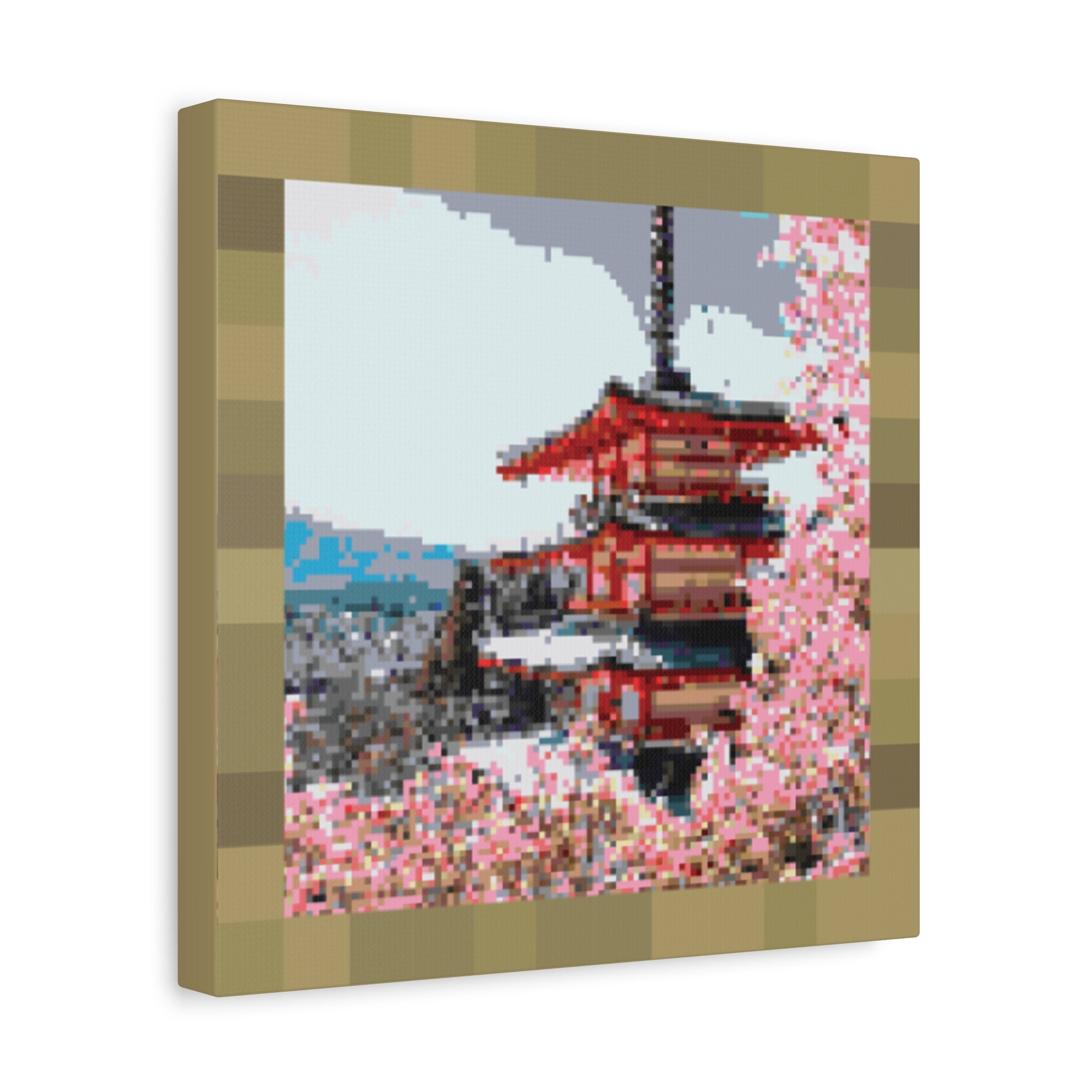 Japanese Cherry Blossom Name Pixel-Style Matte Canvas Print