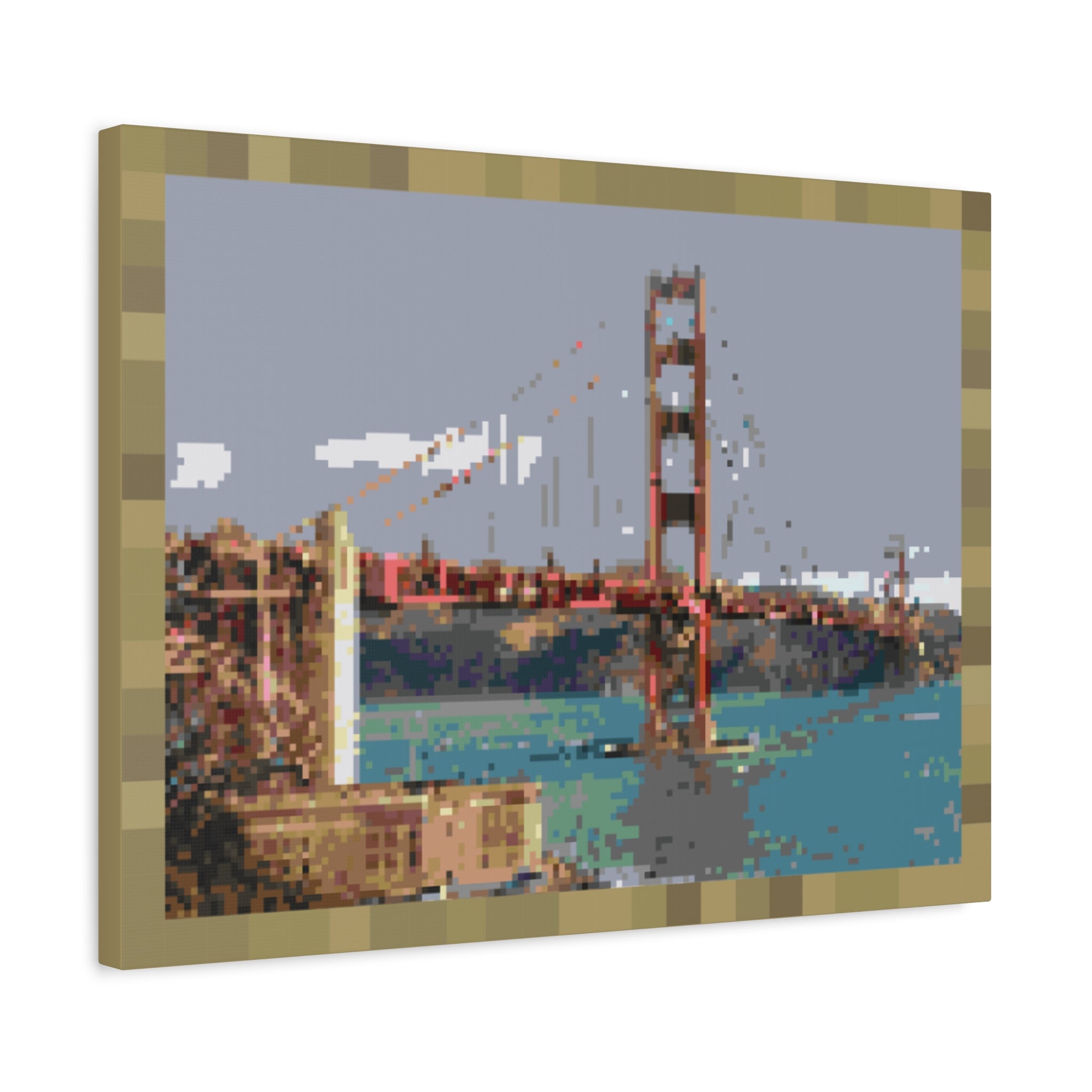 Golden Gate Bridge Pixel-Style Matte Canvas Print