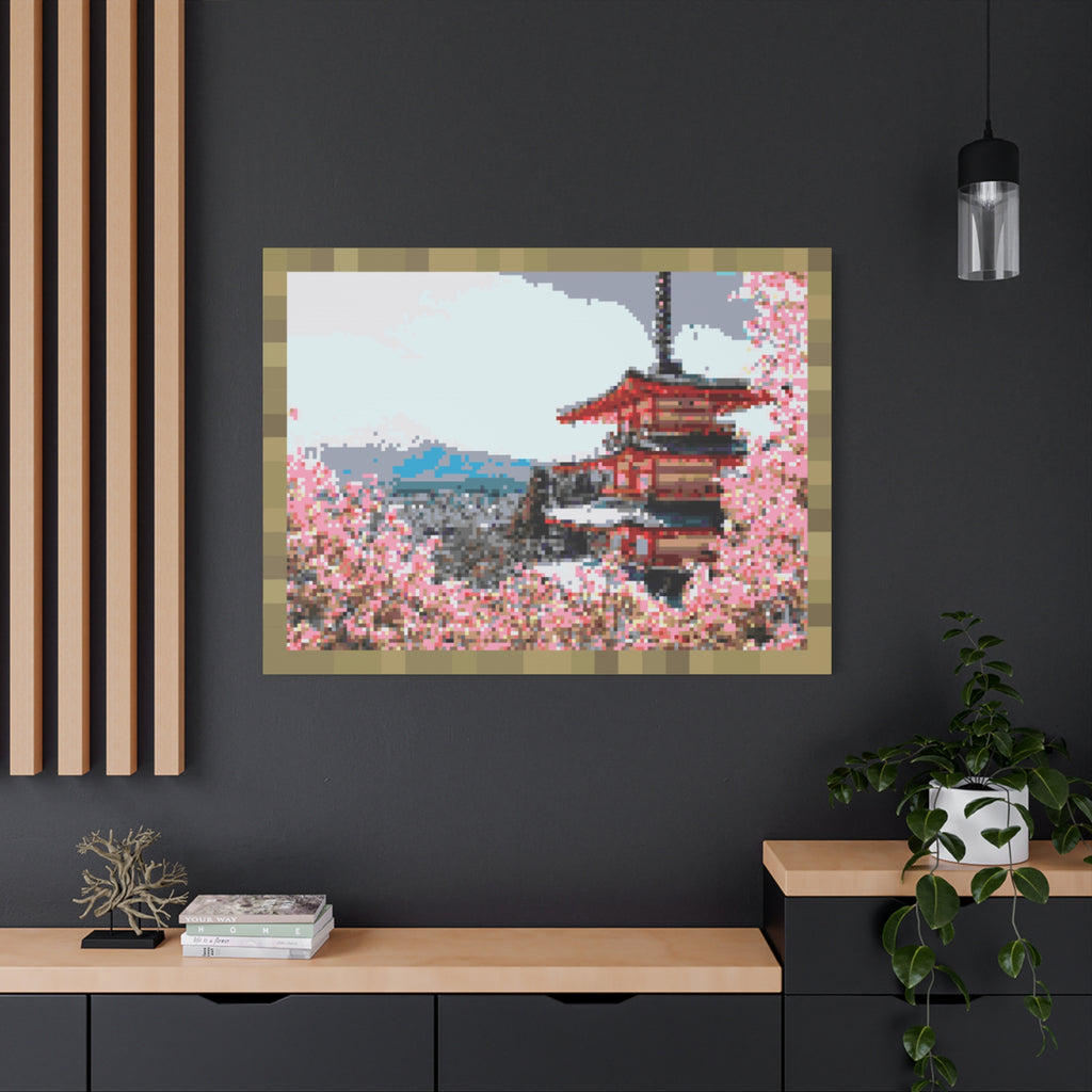 Japanese Cherry Blossom Name Pixel-Style Matte Canvas Print
