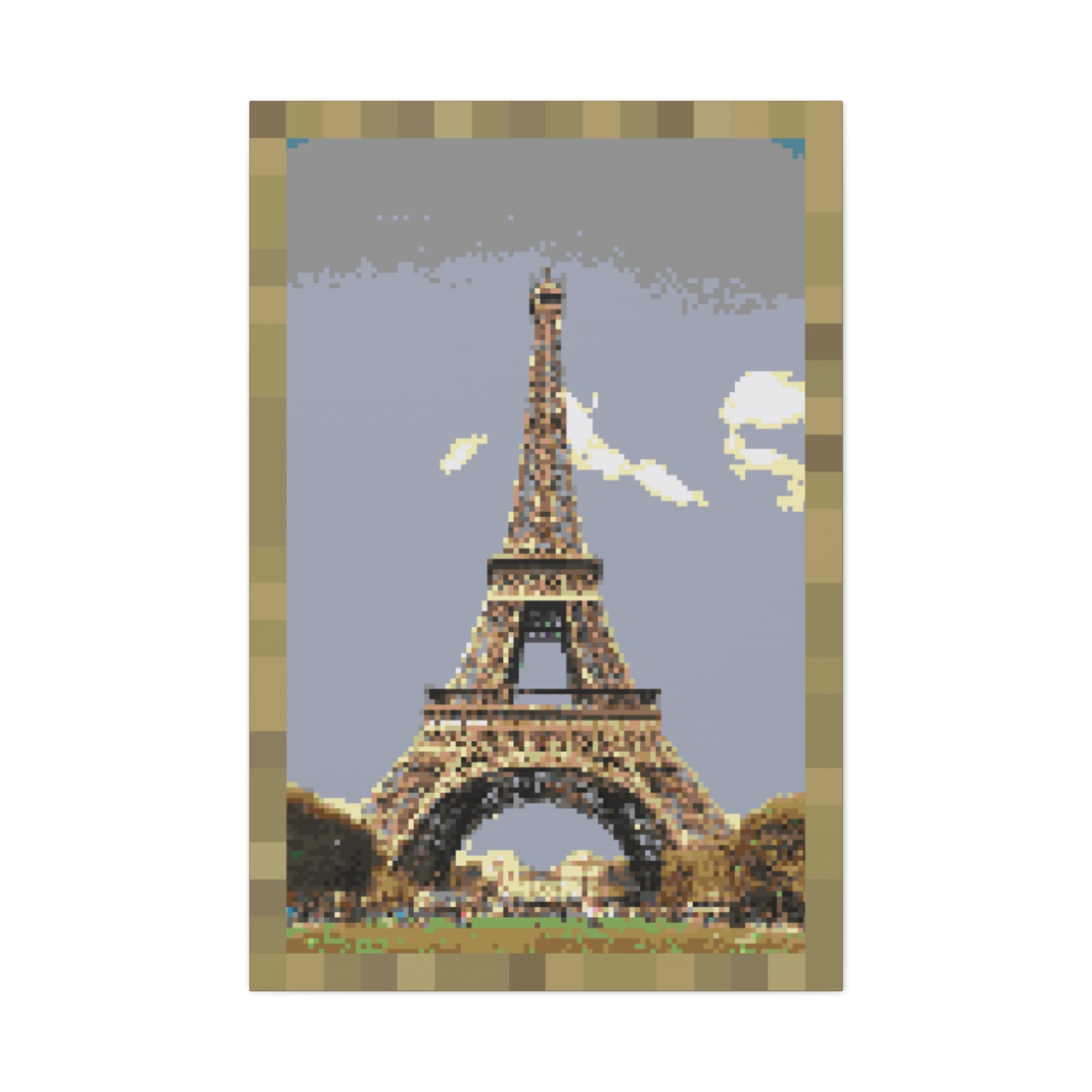 Eiffel Tower Pixel-Style Matte Canvas Print