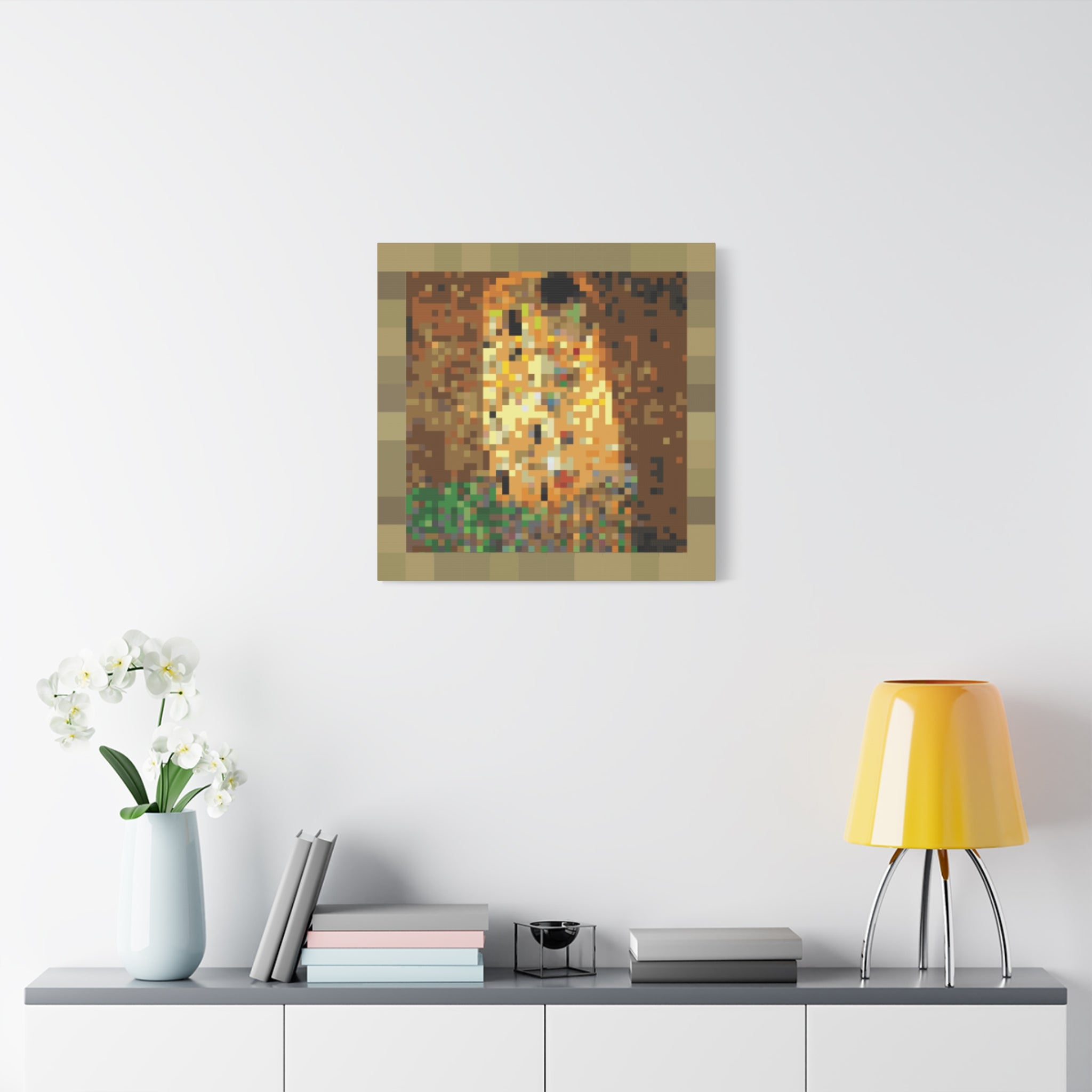 The Kiss Pixel-Style Matte Canvas Print