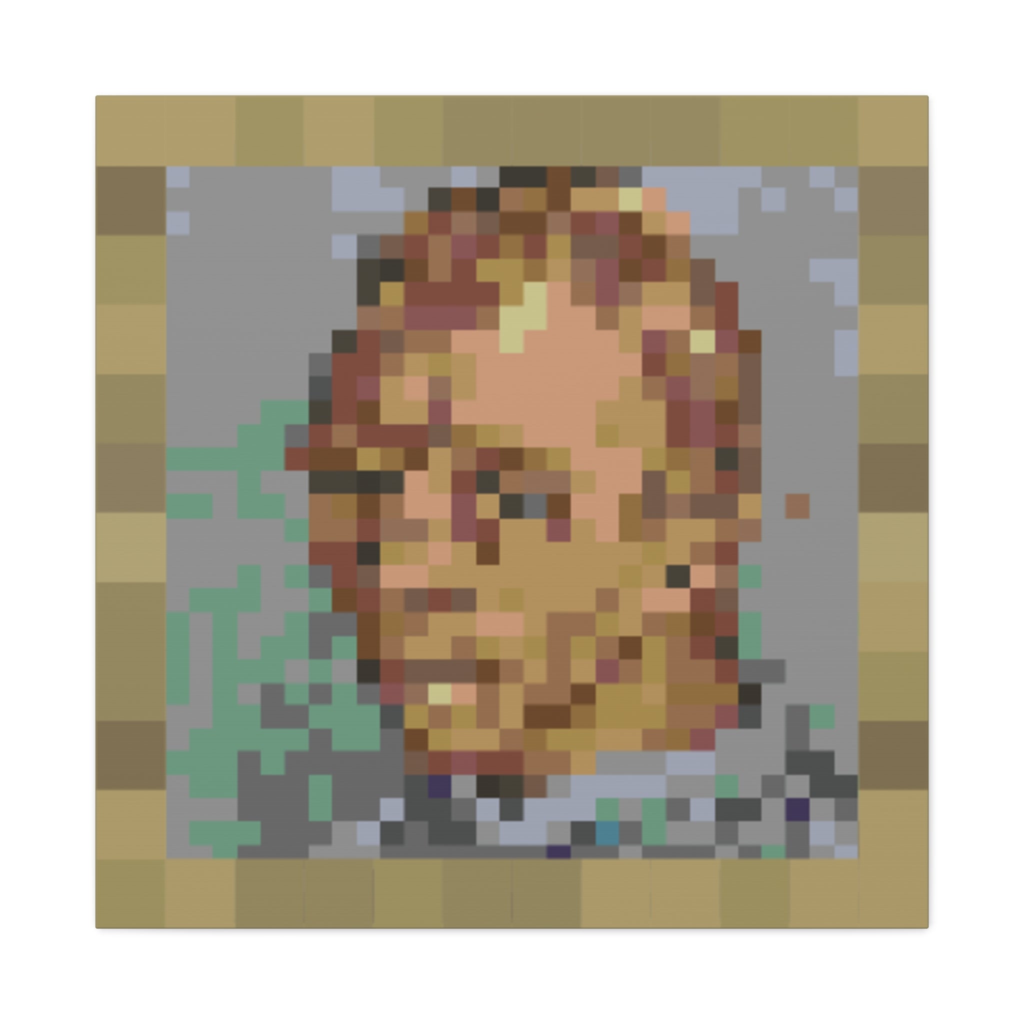 L'artiste Sans Barbe Pixel-Style Matte Canvas Print