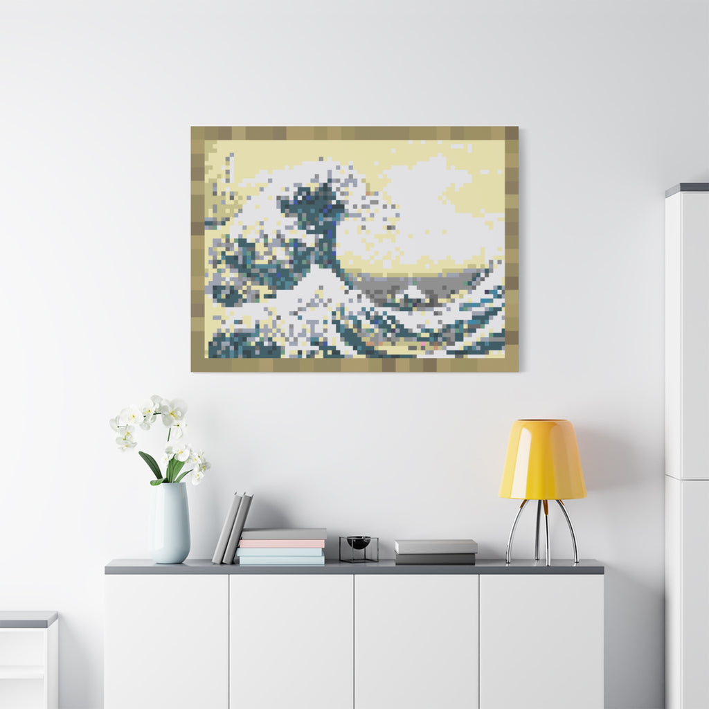The Great Wave Pixel-Style Matte Canvas Print