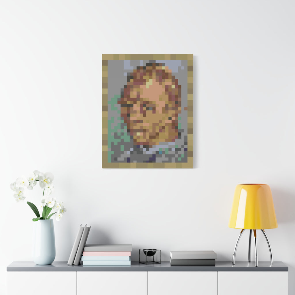 L'artiste Sans Barbe Pixel-Style Matte Canvas Print