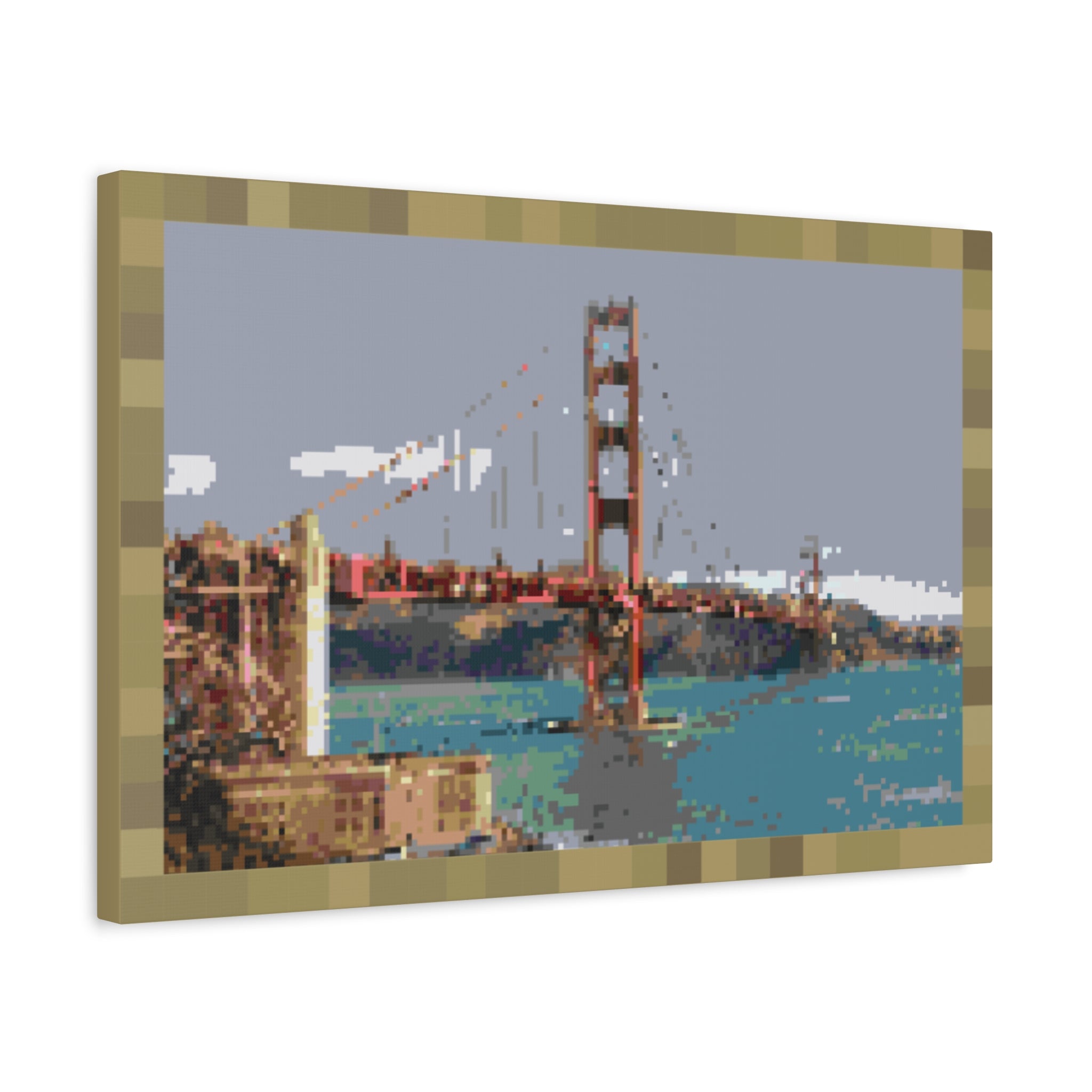 Golden Gate Bridge Pixel-Style Matte Canvas Print