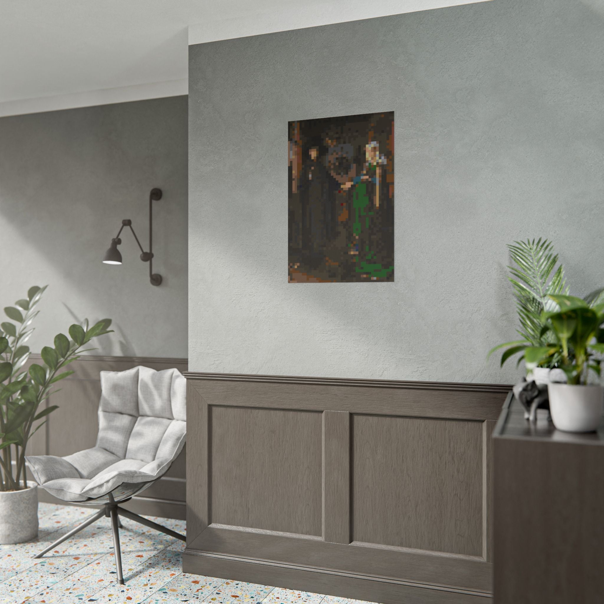 The Arnolfini Portrait Pixel-Style Rolled Art Print