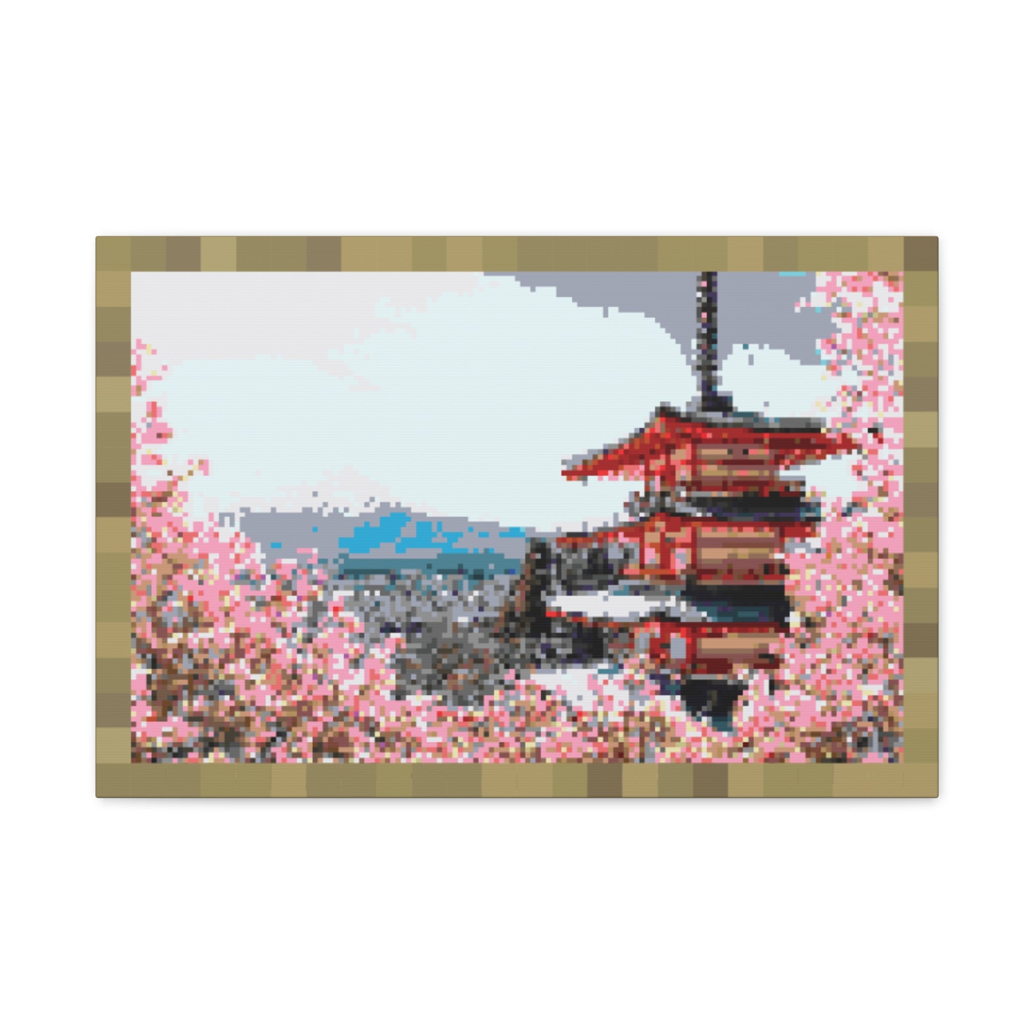 Japanese Cherry Blossom Name Pixel-Style Matte Canvas Print