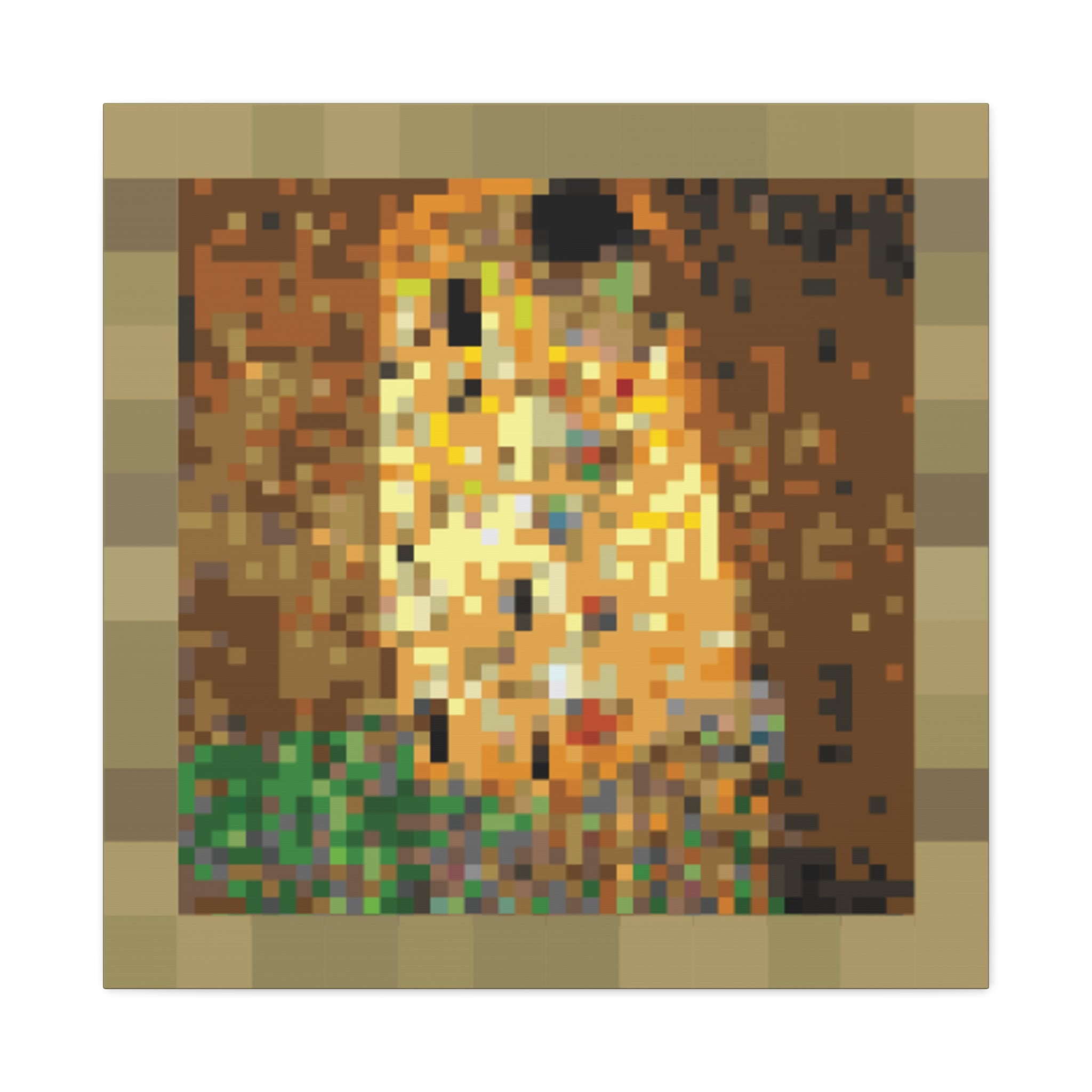 The Kiss Pixel-Style Matte Canvas Print