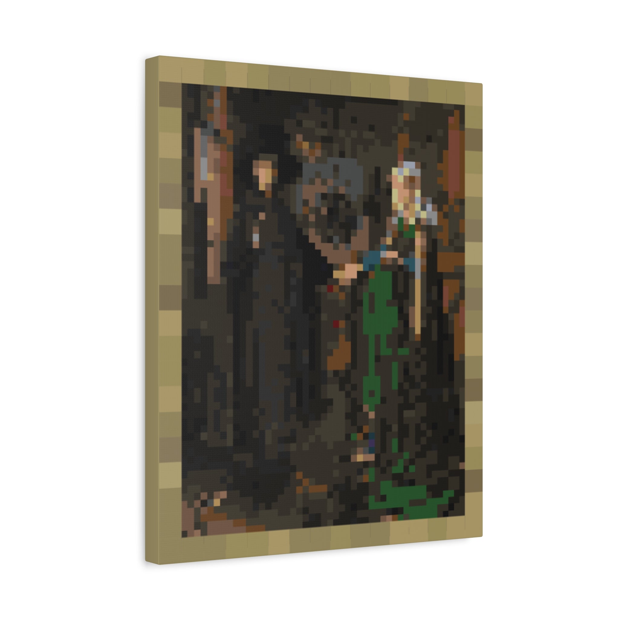 The Arnolfini Portrait Pixel-Style Matte Canvas Print