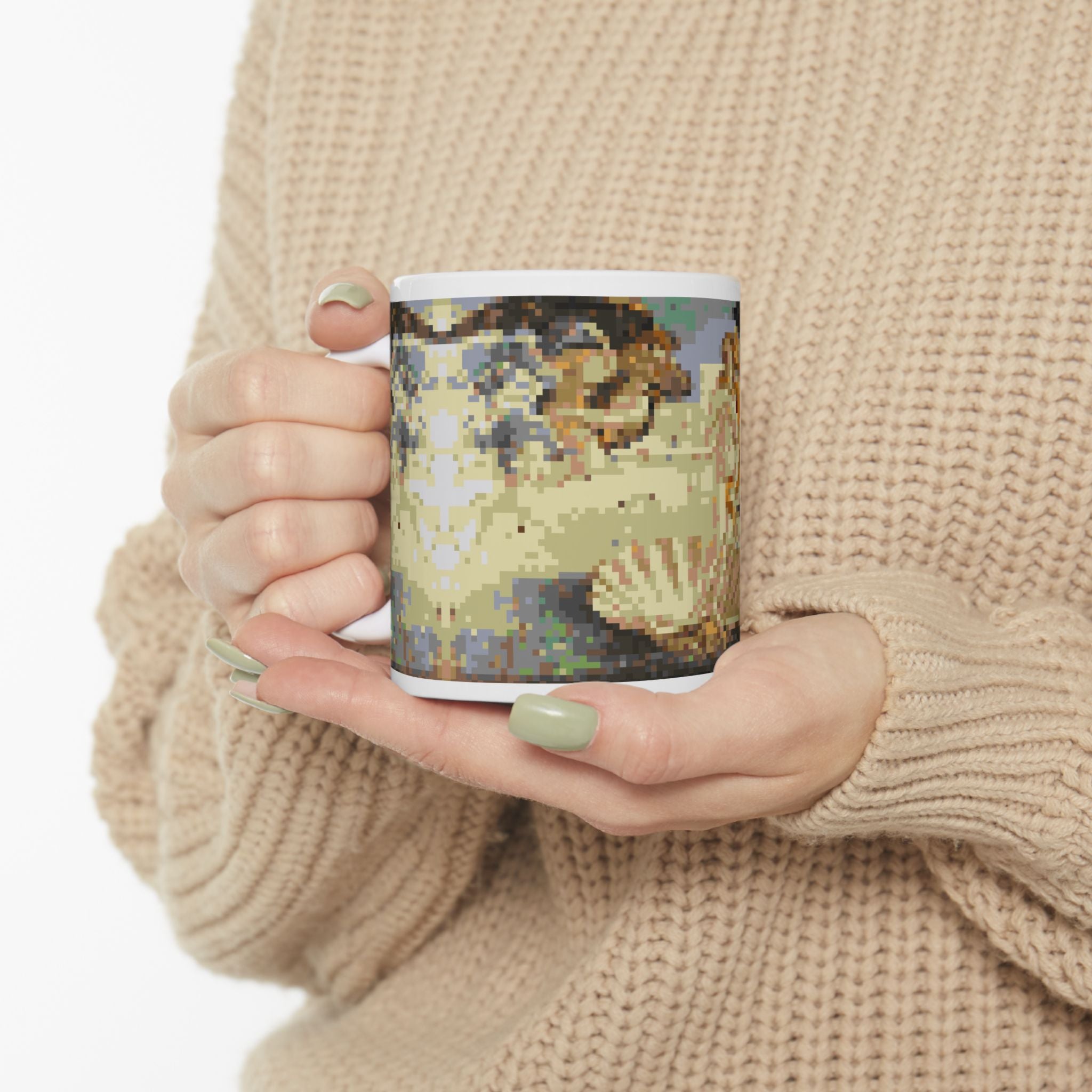 The Birth of Venus Pixel-Style Ceramic Mug (11oz/15oz)