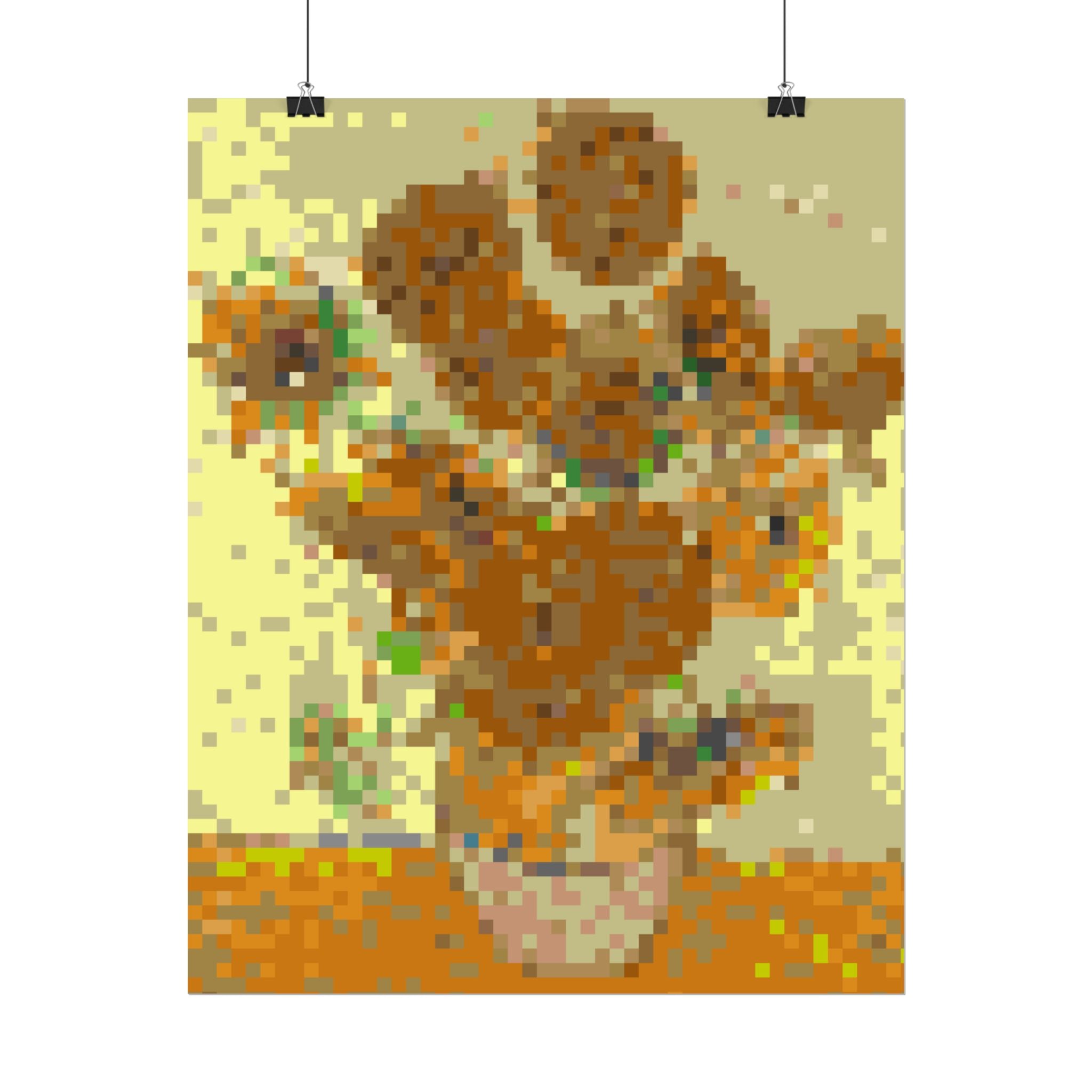 Sunflowers Pixel-Style Rolled Art Print