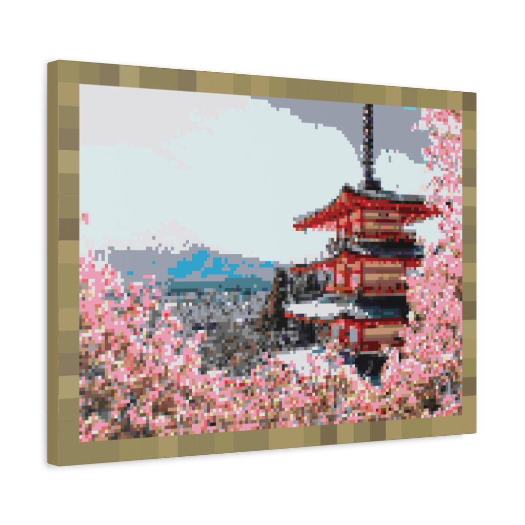 Japanese Cherry Blossom Name Pixel-Style Matte Canvas Print